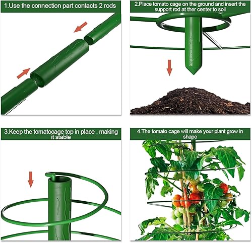 Miniatura 3 de AMAGABELI GARDEN & HOME Paquete de 2 jaulas de tomate de 42 pulgadas, soporte para plantas de jardín, macetas, jaulas, guisantes, pepino, enrejado,