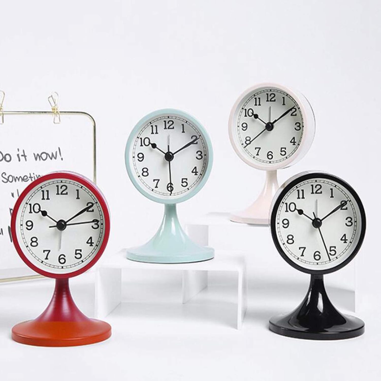 Mantel Clock Retro Round Silent Alarm Clock Non-Ticking Battery Operated Desk Clock for Fireplace Mantel Office Desk Shelf & Home Décor Gift