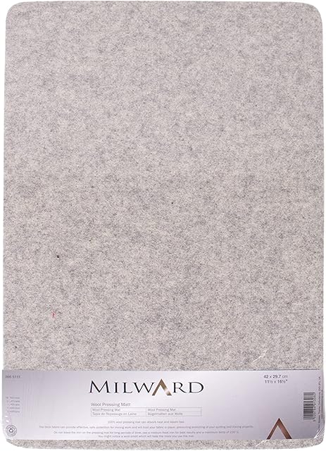 Milward 100% A3 Wool Pressing Mat, Quilting, Crafting, Embroidery, Sewing, Patchwork, Appliqué, Blocking 42 x 29.7cm 11.5x16.5 2665111, Grey