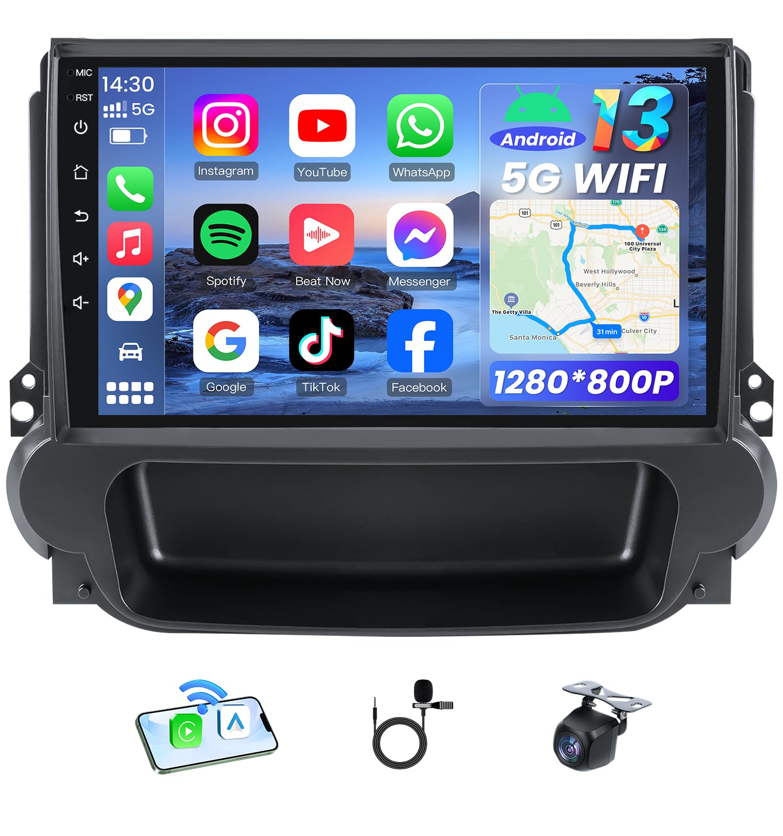 Car Radio for Chevrolet Chevy Malibu 2013-2016：with Wireless Carplay Android Auto Touchscreen Car Android Stereo Bluetooth WiFi FM GPS Navigation FM