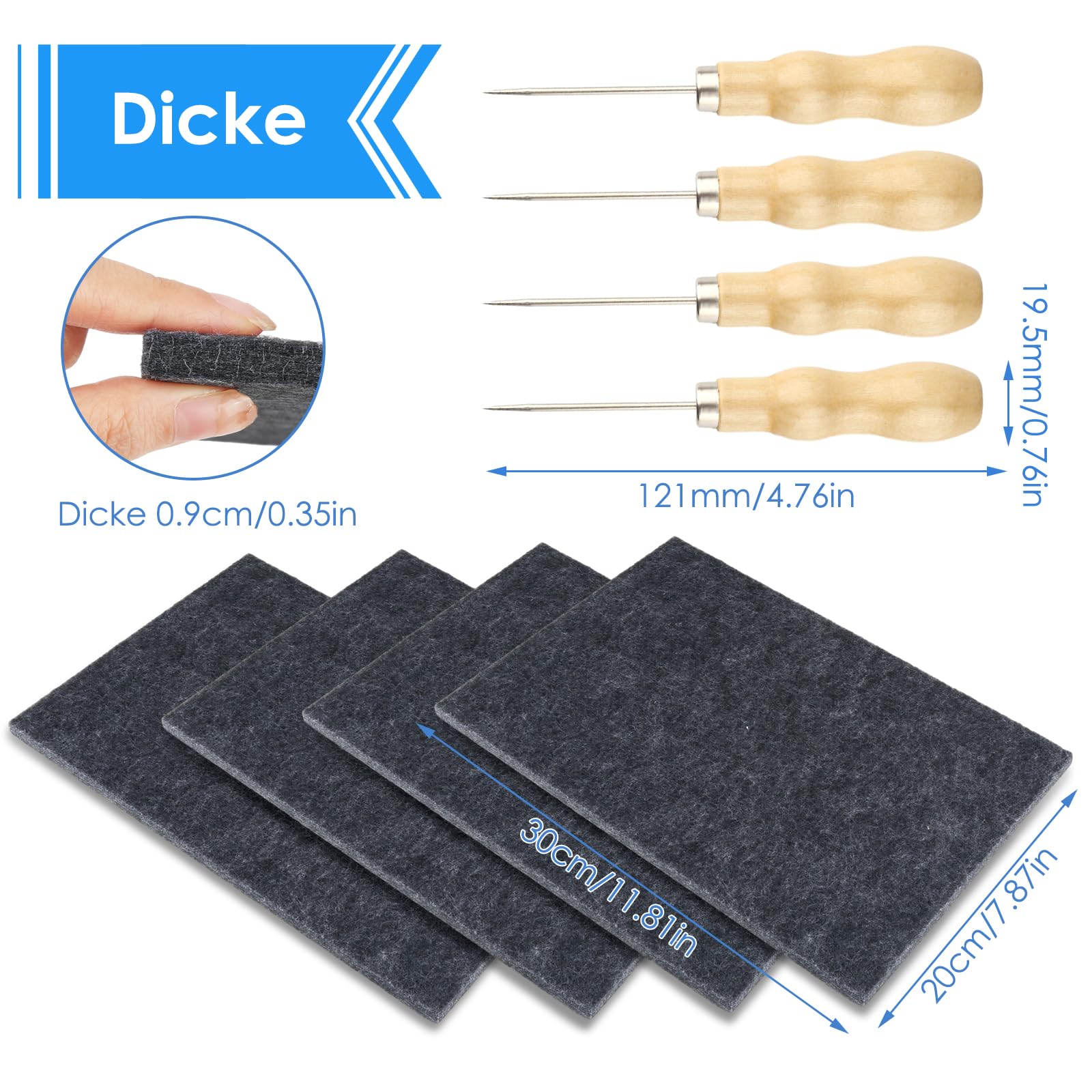 AILUYA Craft Kit, 4 Piece Tingling Set including Wooden Needles, Felt Pads, DIY Gadgets for Children and Adults - Image 2