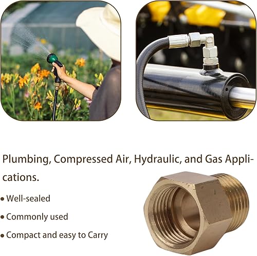 Miniatura 5 de 2 piezas de buje hexagonal reductor de latón, accesorio de tubería roscado de 12 "G macho a 12 "G hembra, convertidor de adaptador de tubo de