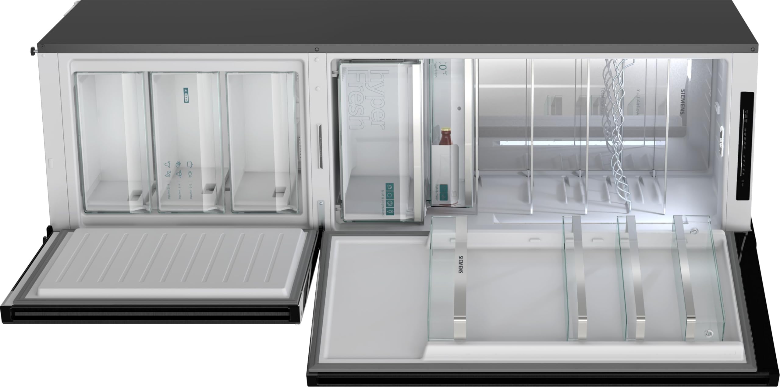 Siemens iQ500 Freistehende Kühl-Gefrier-Kombination 203x60cm, KG39NAXAG, 260L Kühlen & 103L Gefrieren, Total noFrost, Nahtlose Platzierung, hyperFresh 0°C Schublade, antiFingerprint Schwarzer Stahl