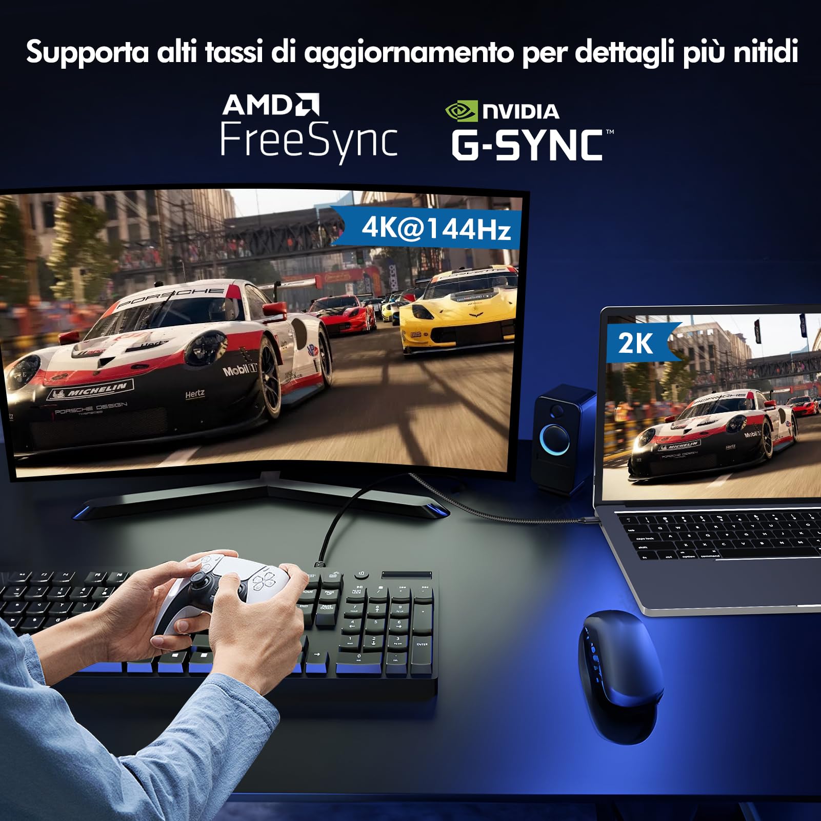 Ablink Cavo da USB C a DisplayPort 1.4 5m,[8K@60 Hz,4K@240Hz/144Hz] Cavo Thunderbolt 4/3 a DP 32.4Gbps HDR,Compatibile con iPhone 16/15, iMac, MacBook Pro Max,iPad Pro Air Galaxy S24,Surface XPS
