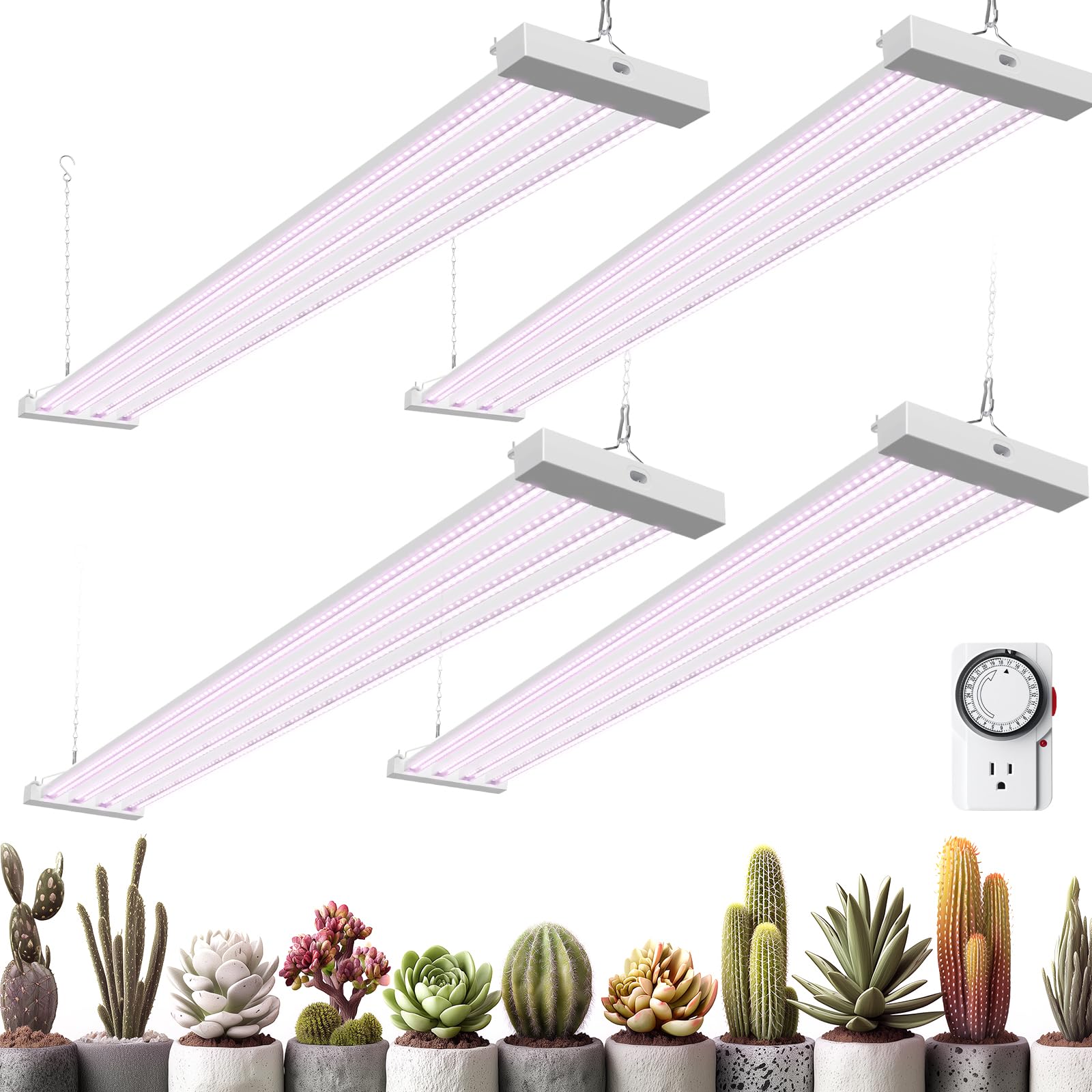 Barrina TX-L84 4FT LED Grow Light, 336W (4 x 84W), 4 Panel Wider Coverage, Full Spectrum, High PPFD, Mechanical Timer, Linkable, Hanging Light, Plant Stand with Grow Light for Indoor, Seeding, 4 Packs-picture-26