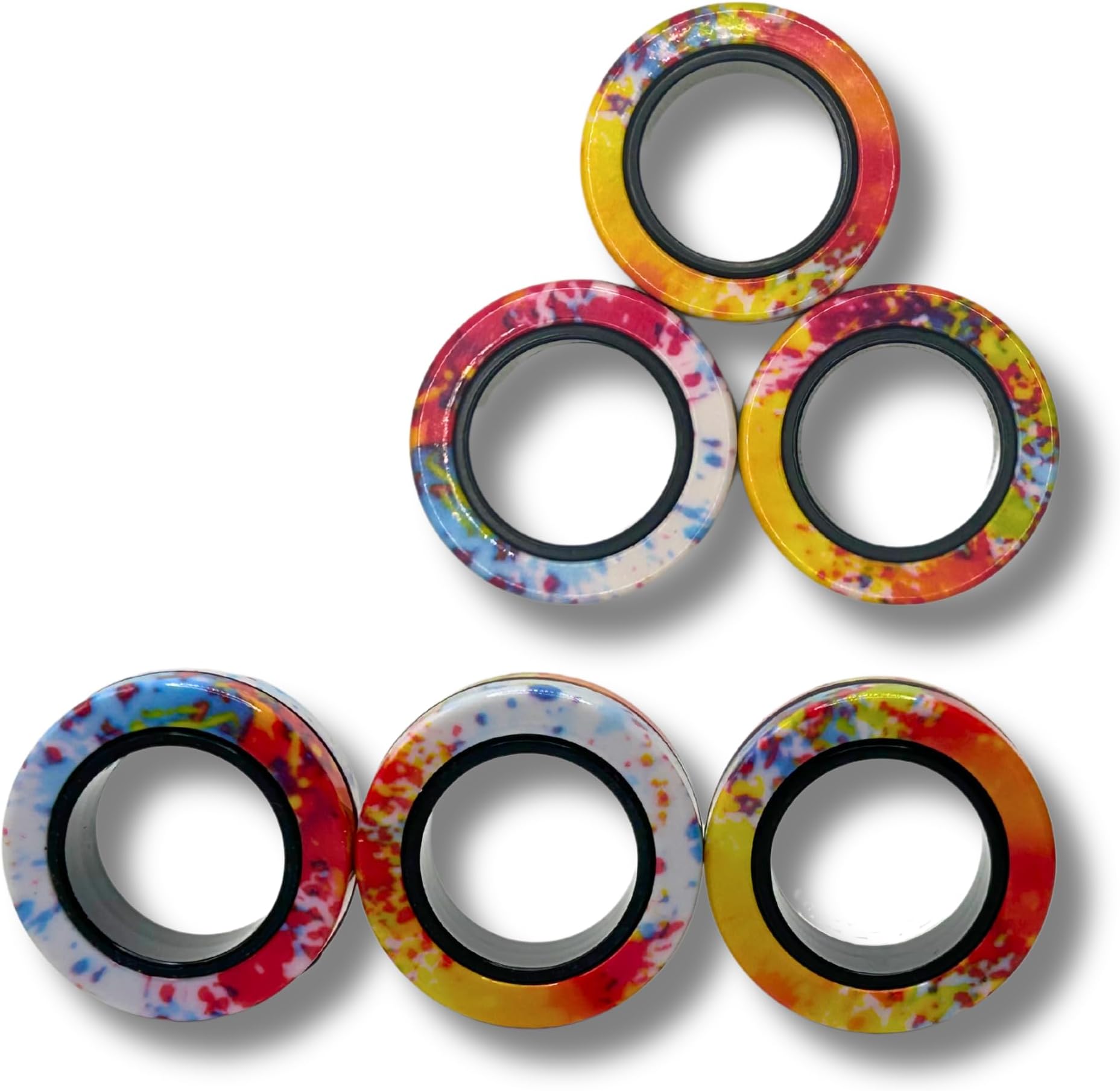Four Brothers Colorful Magnetic Rings Fidget Toy Set for Stress Relief and Focus, Ideal for ADHD and Anxiety (Vivid Vortex)