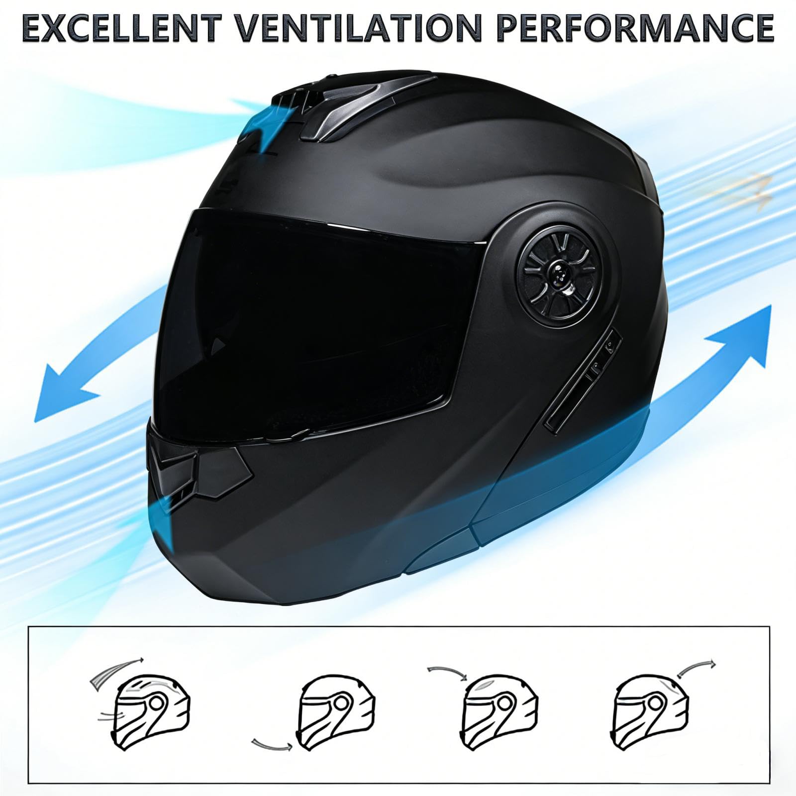 Casco Moto Modulare Bluetooth Casco Omologato ECE Doppia Visiera Caschi Moto Integrale Antivento per Adulti Uomo Donna
