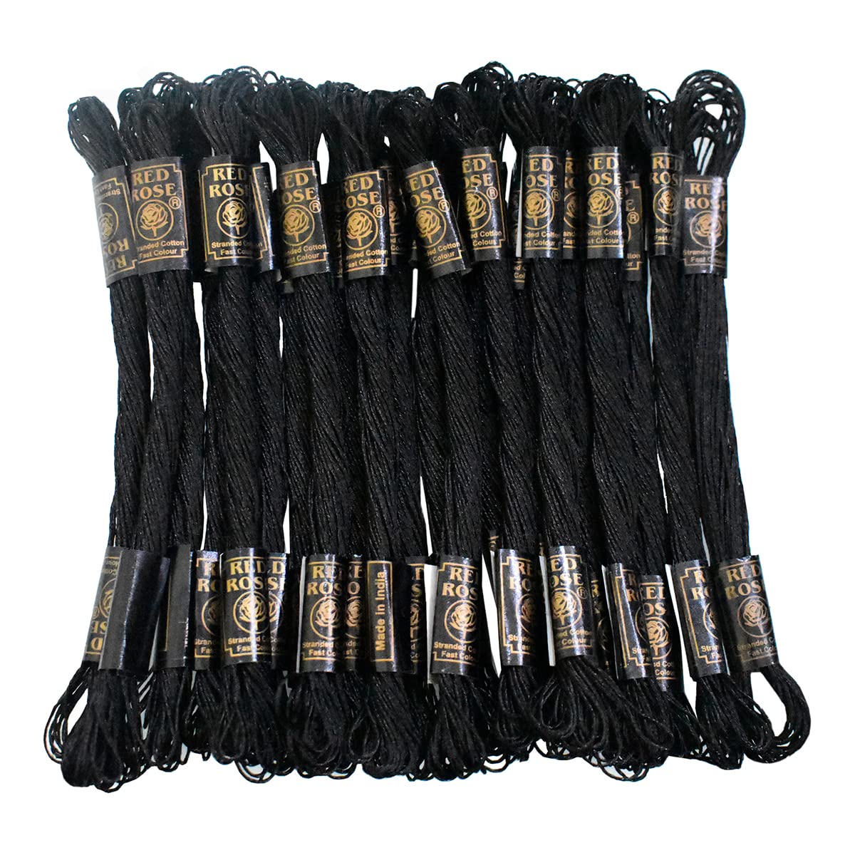 Embroiderymaterial Metallic Embroidery Cross Stitch Floss Threads 1MM (Black) 25 Skein -Length of 1 Skein:- 6.24 Meter