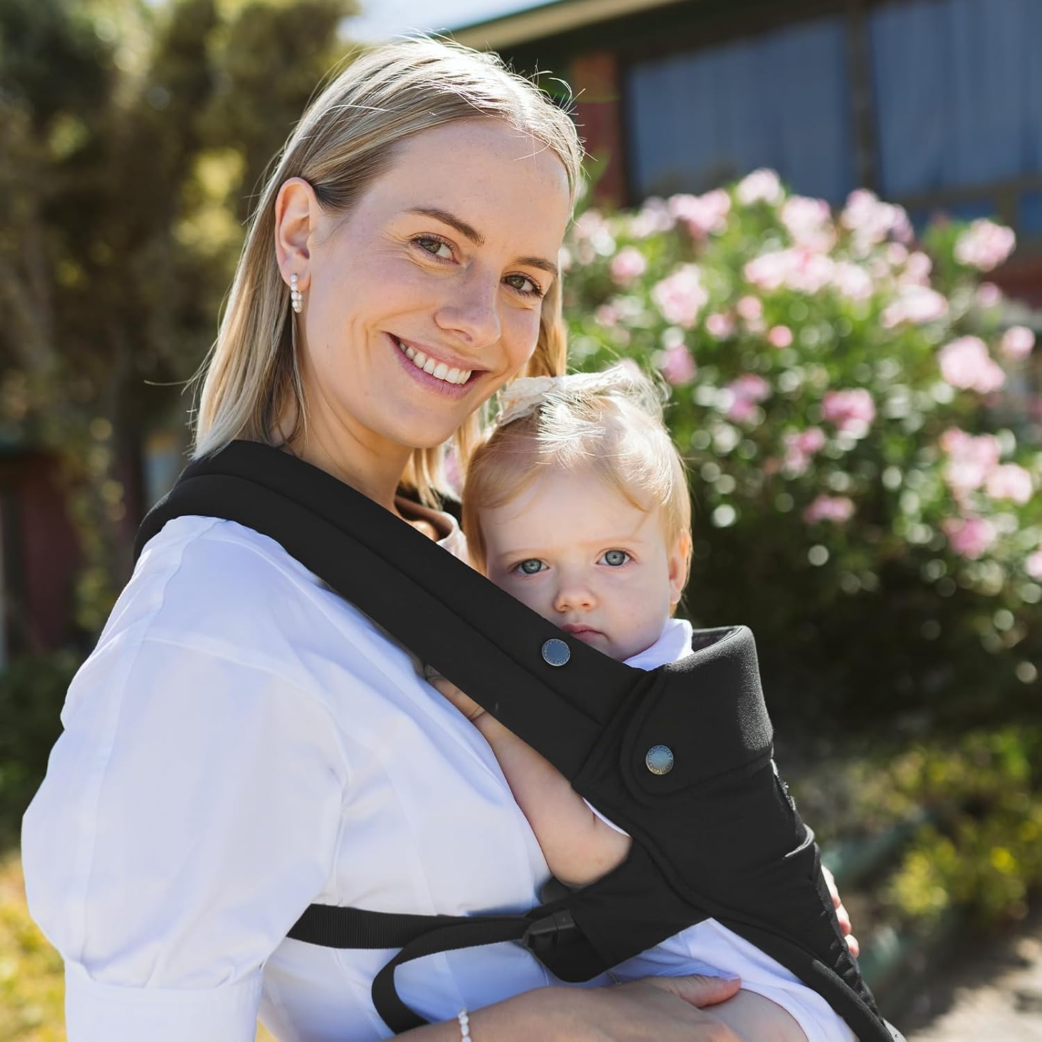 Momcozy Porte-bébé 2 en 1 avec coussin de hanche, réglable, amovible, jusqu'à 20 kg, respirant, soutien lombaire, noir