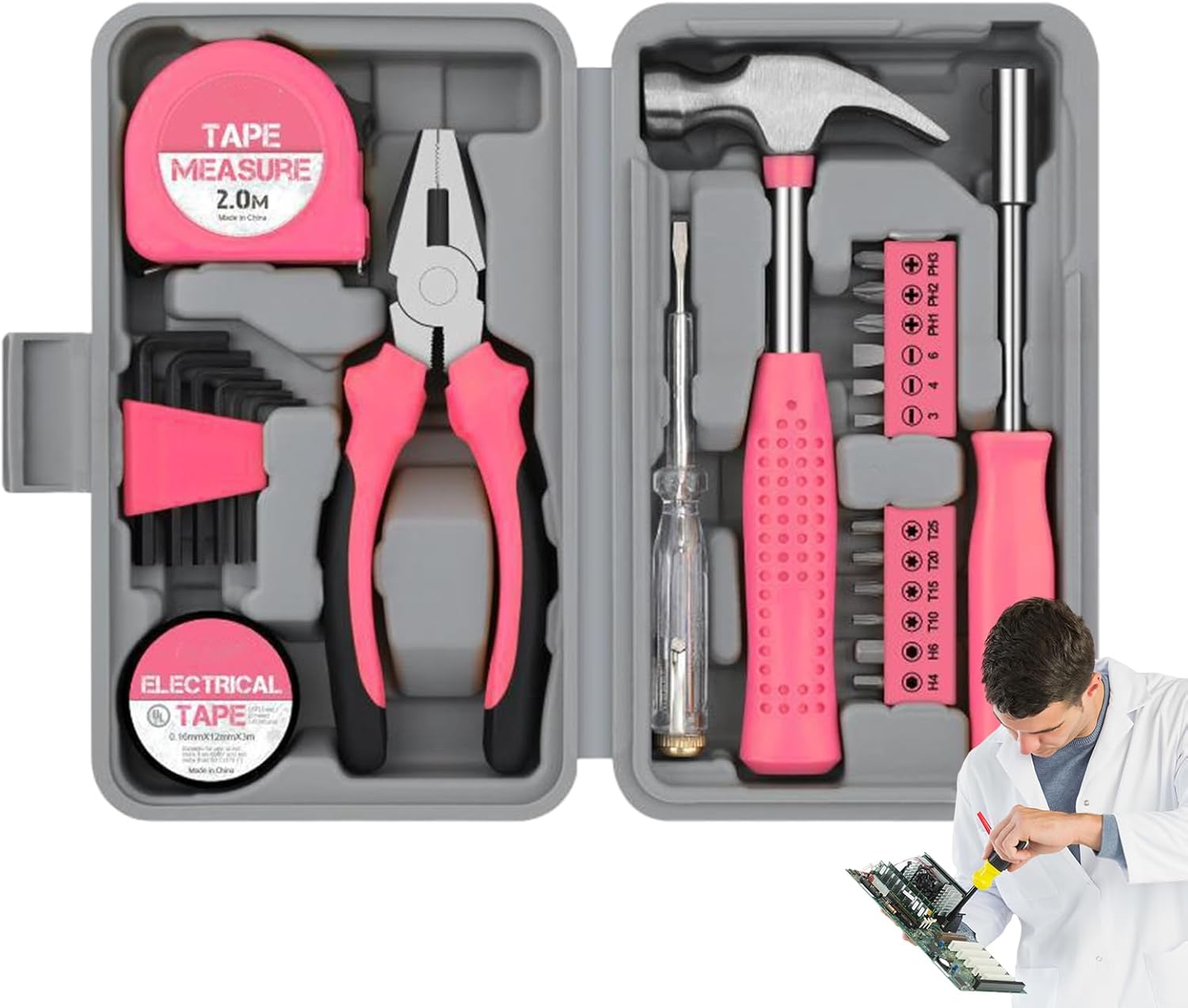 Basic Tool Kit Pink Home Tool Set for Tools & Home Improvement All
