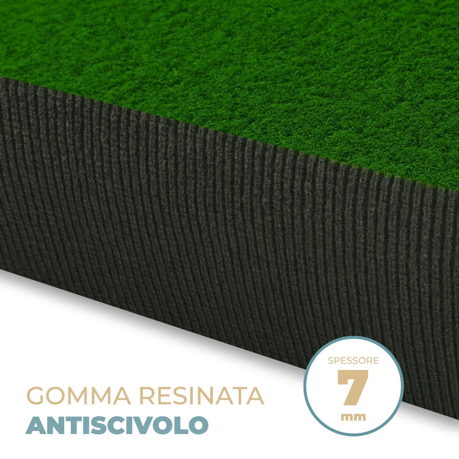 PARAMAISON Prato Sintetico 7 mm Drenante Largo 50 cm, Rotolo Erba Sintetica per Esterno Giardino, Piscina, Balcone | 1x8 mt