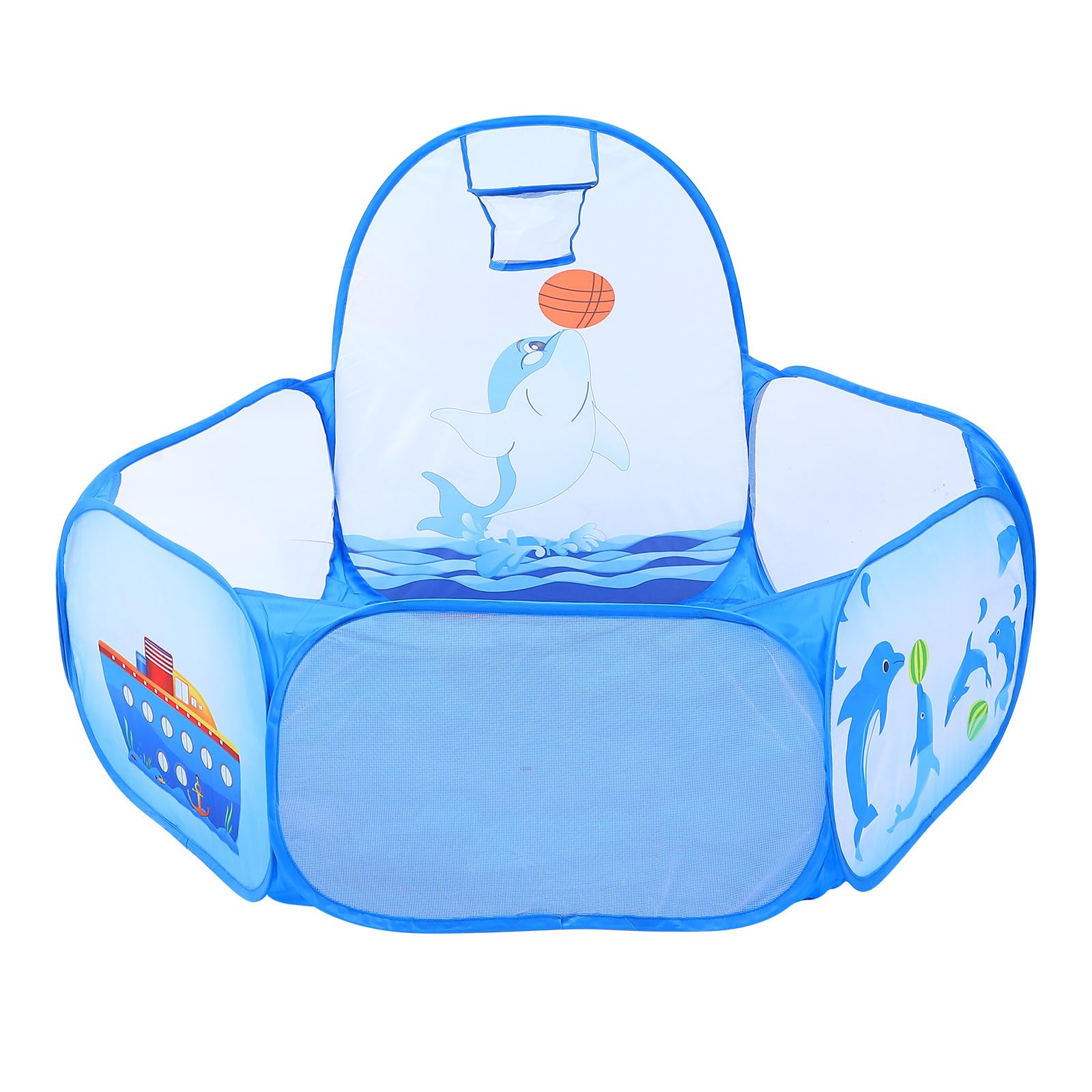 Piscina Palline per Bambini Delfino Pieghevole in Poliestere Blu