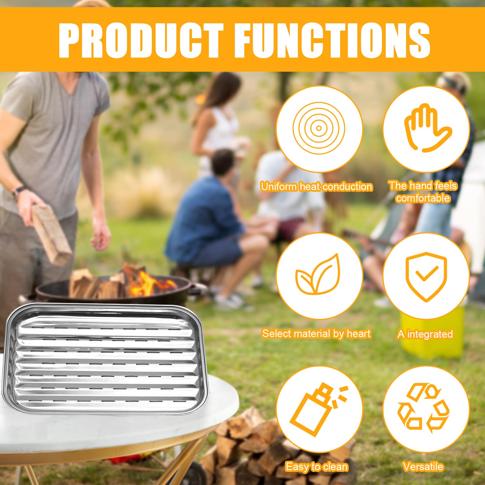 Gudalea Juego De 2 Bandejas Para Barbacoa De Acero Inoxidable, Reutilizable Bandejas Para Barbacoa, Sartén Parrilla De Acero Inoxidable, Para Barbacoa De Gas