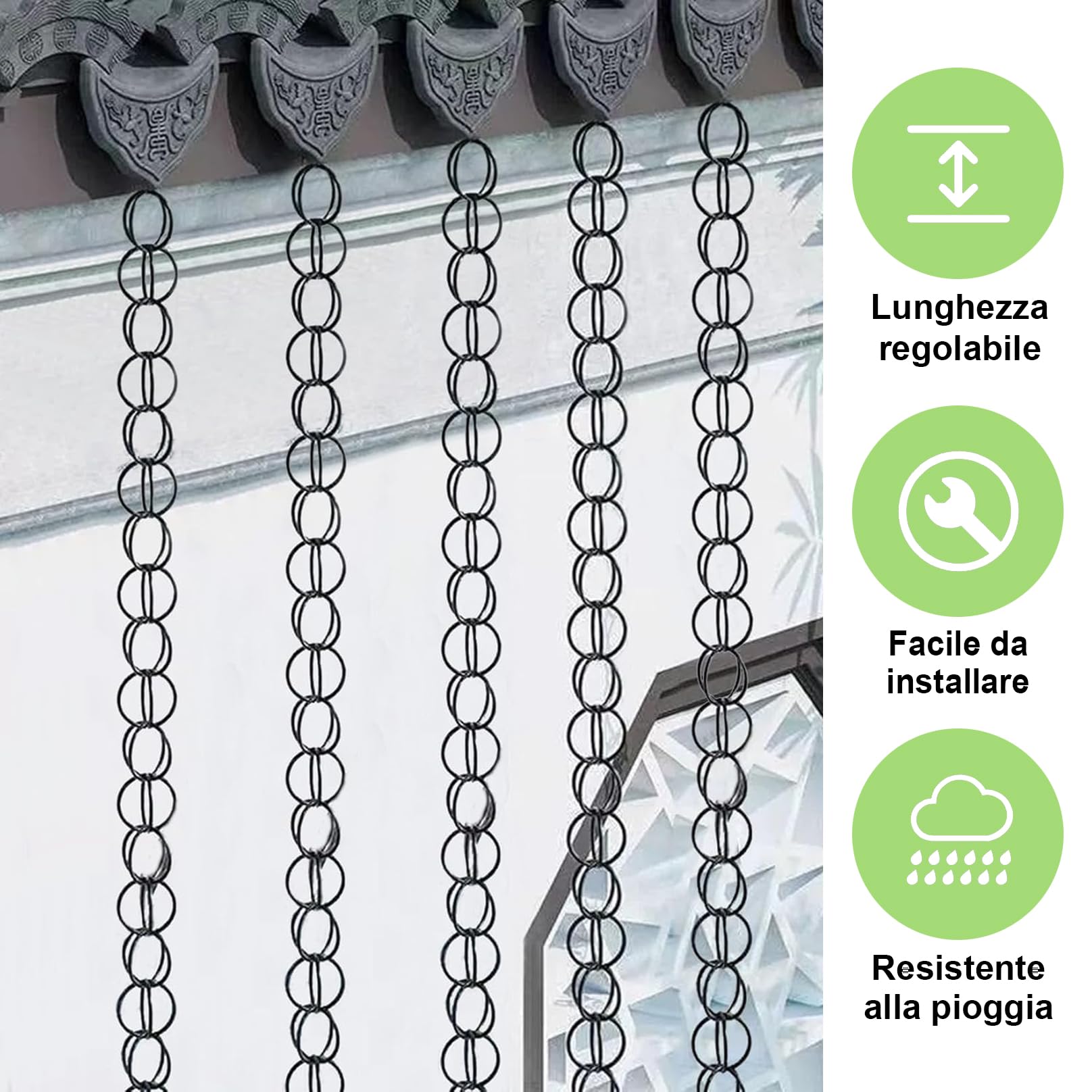 Catena per Esterni Gocciolatoio da Grondaia Pioggia in Alluminio Antiruggine 2m