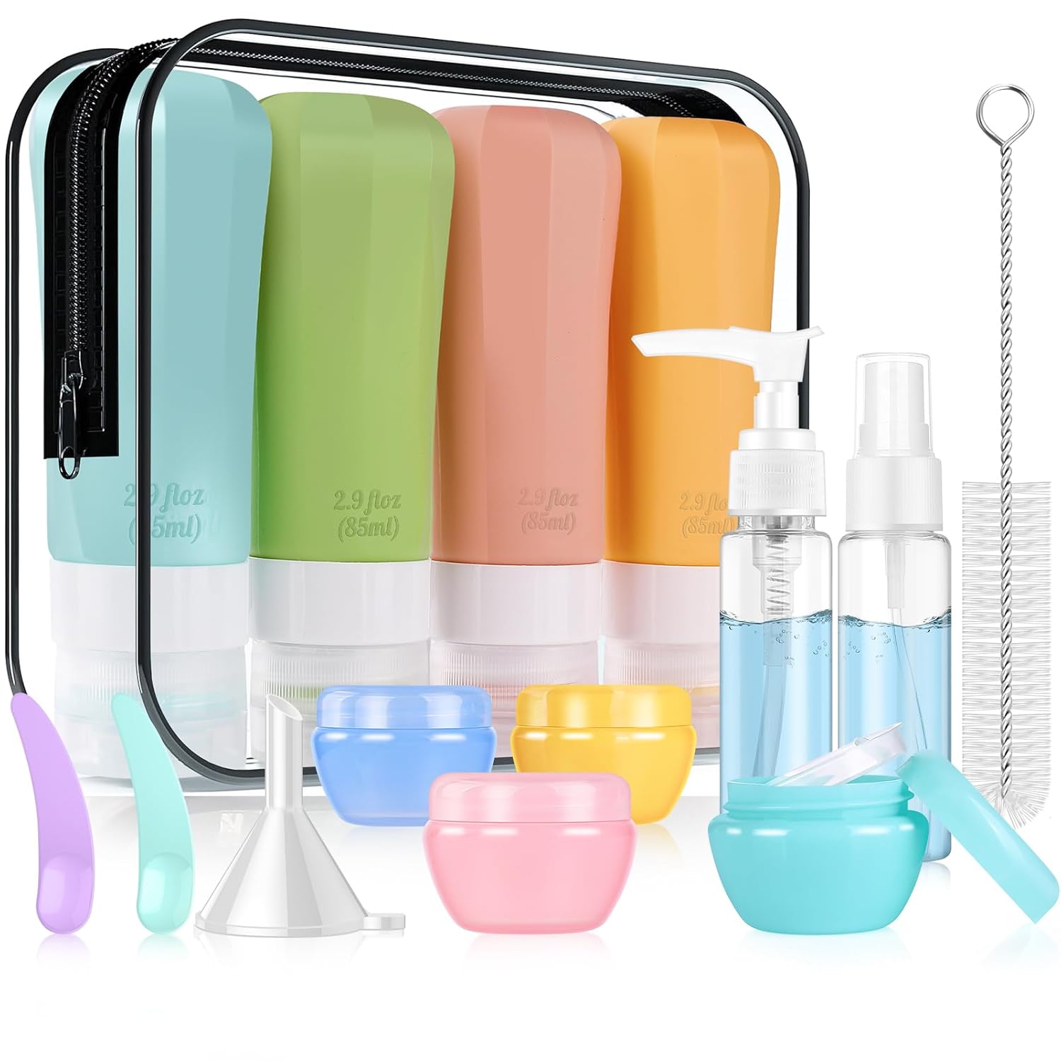 16 Pcs Silicone Bottles Set 16 Pcs Silicone Bottles Set, Leak-Proof Design, Travel Size, TSA Approved for Toiletries, Portable Containers for Women (Pink-Yellow)