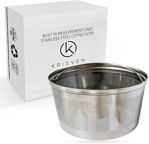 Cesta de filtro de café reutilizable con líneas de medición, filtro de café de metal permanente de acero inoxidable, compatible con muchas cafeteras