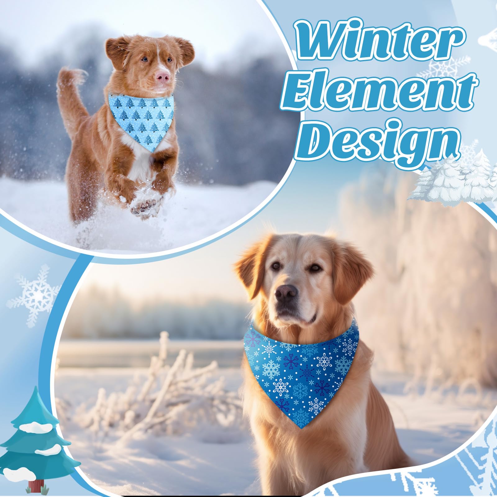 Preboun Lot de 50 bandanas d'hiver pour chien en vrac, flocons de neige, bandanas triangulaires pour chiens, écharpes triangulaires, accessoires photo, accessoires pour animaux de compagnie, 25 styles