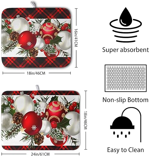 Vista 78 de Tapete de secado de platos con hojas de palma tropicales para encimera de cocina, 18 x 24 pulgadas, tapete de secado de cocina Monstera verde