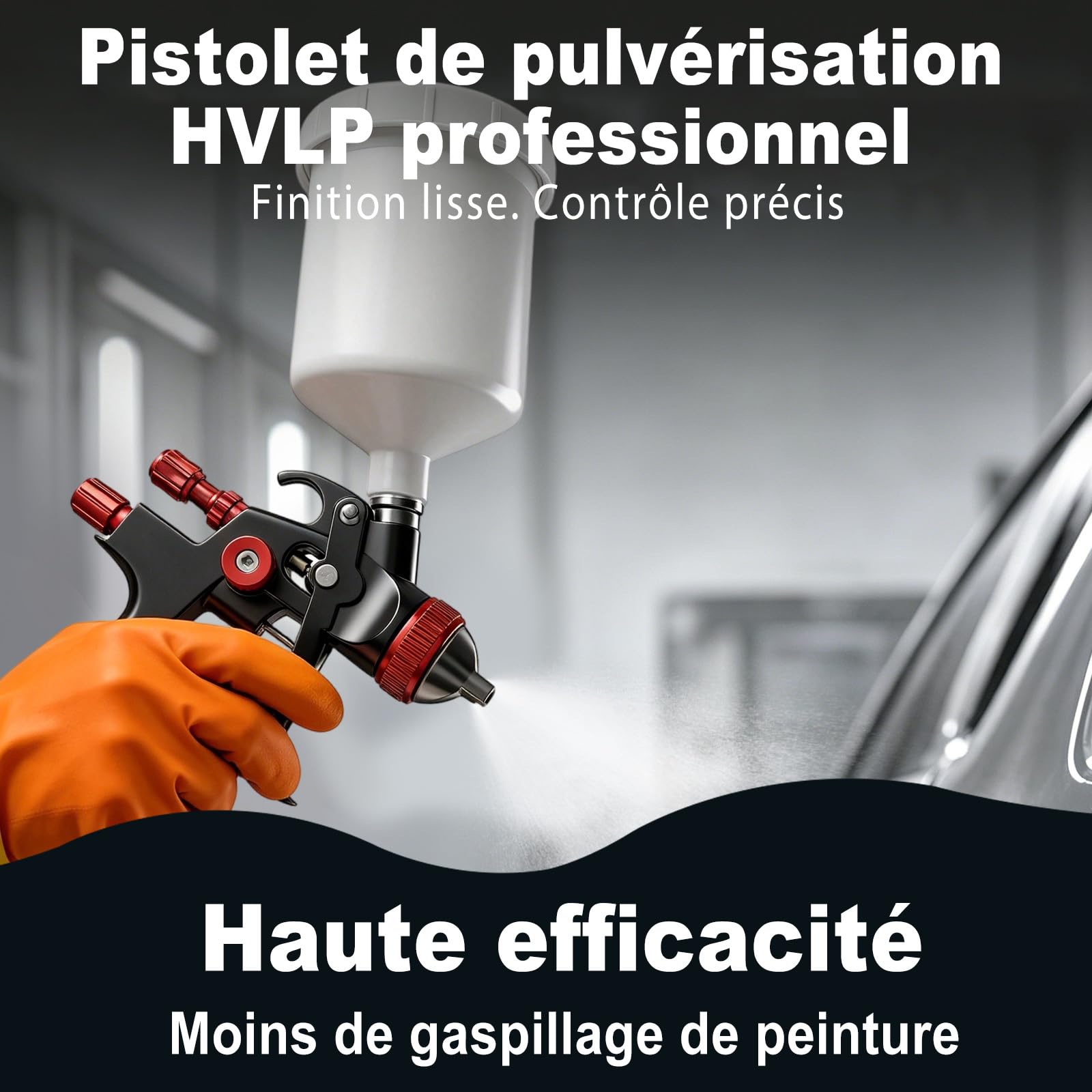 HVLP - Kit pistole pneumatiche, con ugelli da 1,3/1,7/2,0 mm, pistola per autoveicoli attrezzata con regolatore di flusso d'aria e separatore, pistola per verniciatura pneumatica professionale