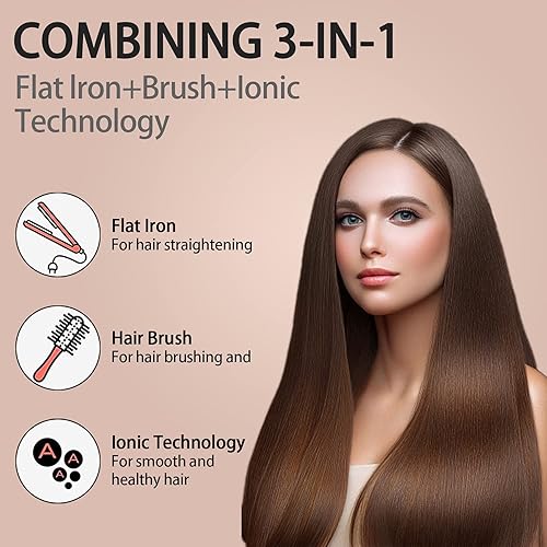 Miniatura 3 de Peine alisador de cabello con bloqueo automático de temperatura y función de apagado automático tecnología iónica cepillo alisador de cabello para