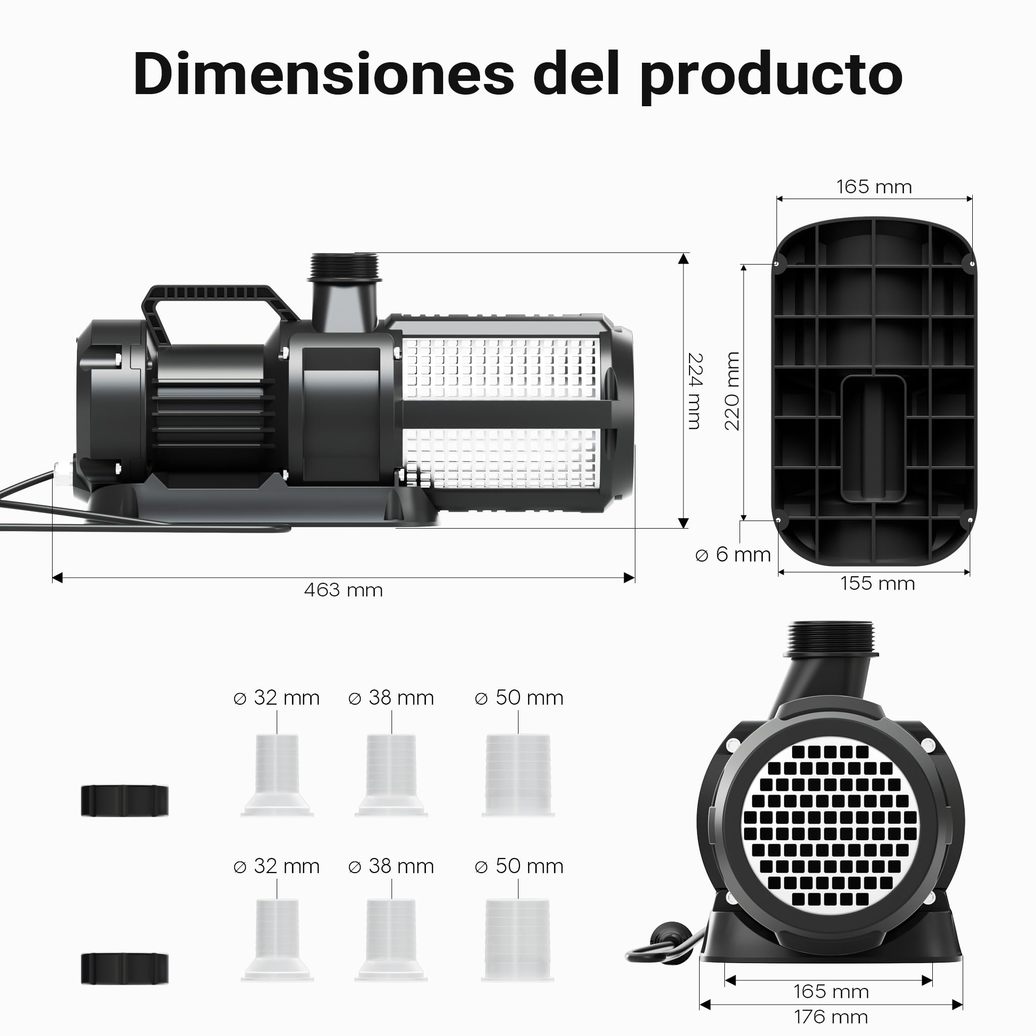 SunSun SuperEco CET-35000 Bomba de estanque 450W bomba de filtro capacidad 32000 l/h con cable 10m