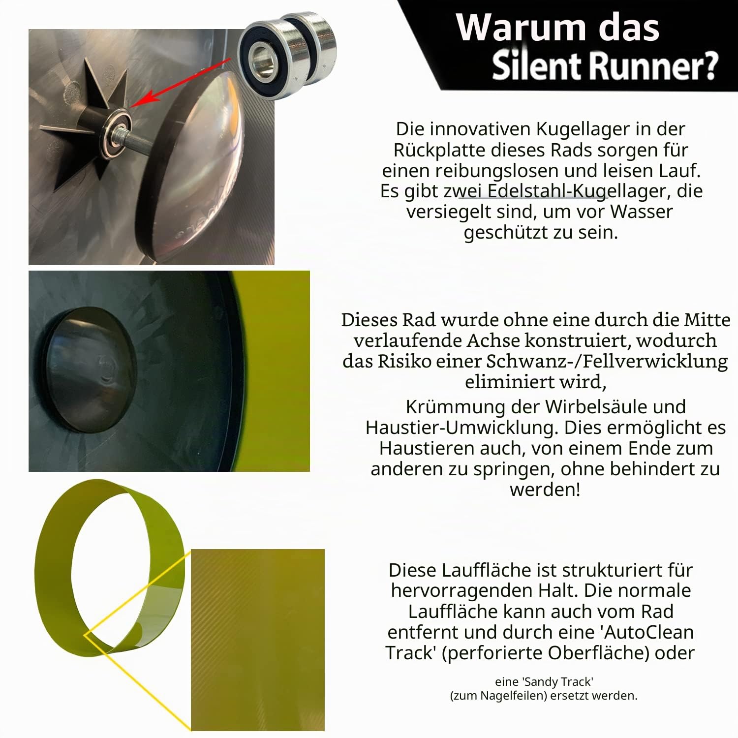 Exotic Nutrition Silent Runner 30,5 cm breit + Sandschiene, Käfigbefestigung