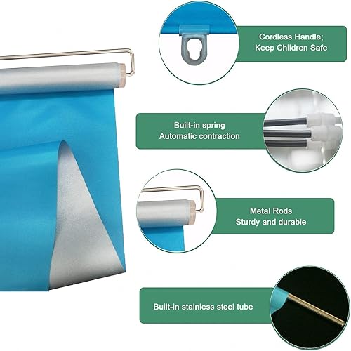 Miniatura 2 de Persianas inalámbricas con ventosas, persianas opacas para cubrir ventanas, persianas enrollables retráctiles, cortinas de automóvil sin