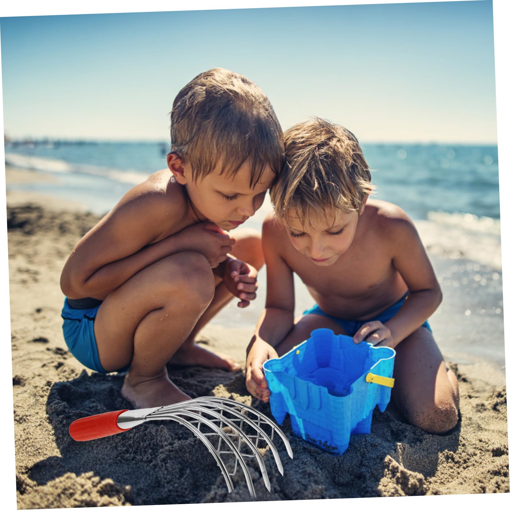 Gogogmee Rastrello da Scavo Portatile a Mano con Rete a Maglie, Set 2 Pezzi con Manico in Legno Antiscivolo, Attrezzo da Spiaggia per Raccolta Frutti di Mare e Dissodamento Terra