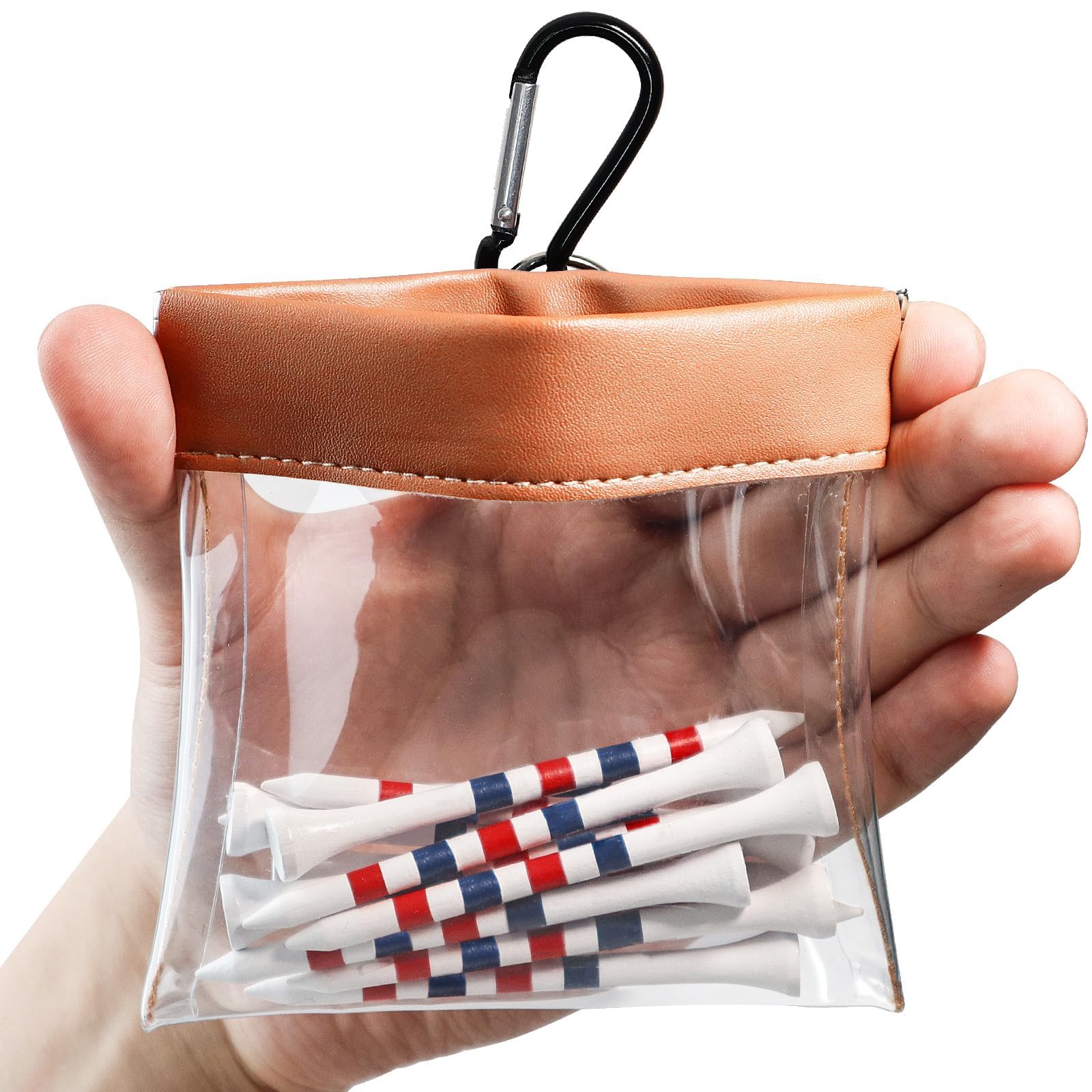 FINGER TEN Borsa porta palline da golf trasparente con tee in legno di bambù