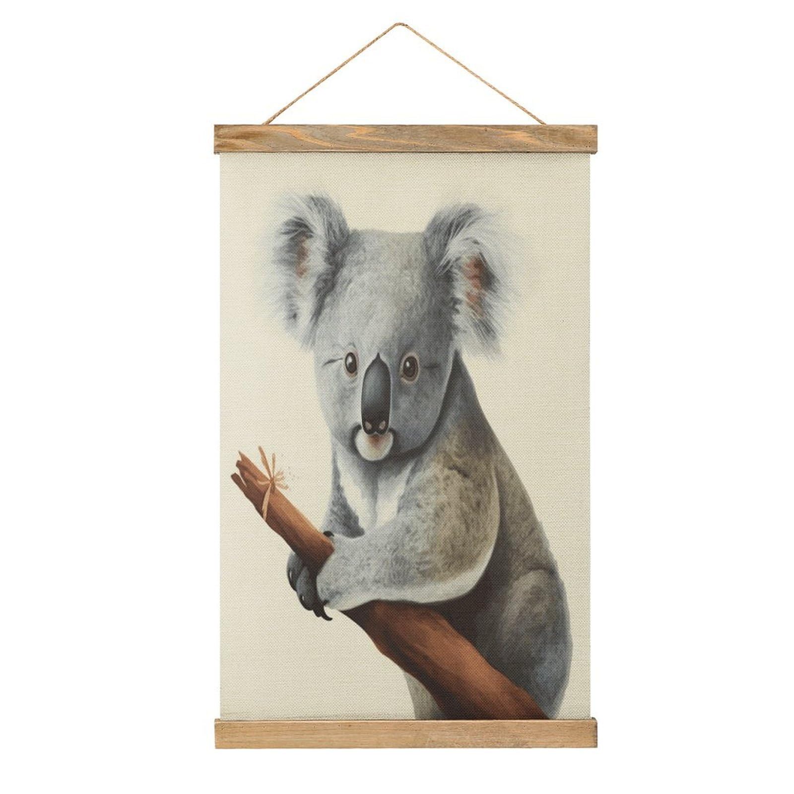 FekiLoot Koala And Butterfly Linen Hanging Painting Vintage Poster Hanger Frame Wall Decor Art Painting Printed on Linen Without Fading Living Room Office Bedroom Playroom Apartment Decor