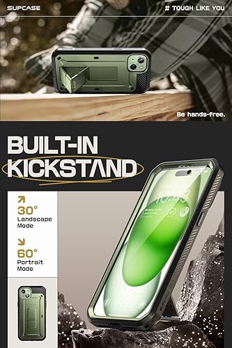 Miniatura 10 de SUPCASE Funda para iPhone 15 con soporte y clip para cinturón, Unicorn Beetle Pro Protector de pantalla integrado Protección contra caídas de grado