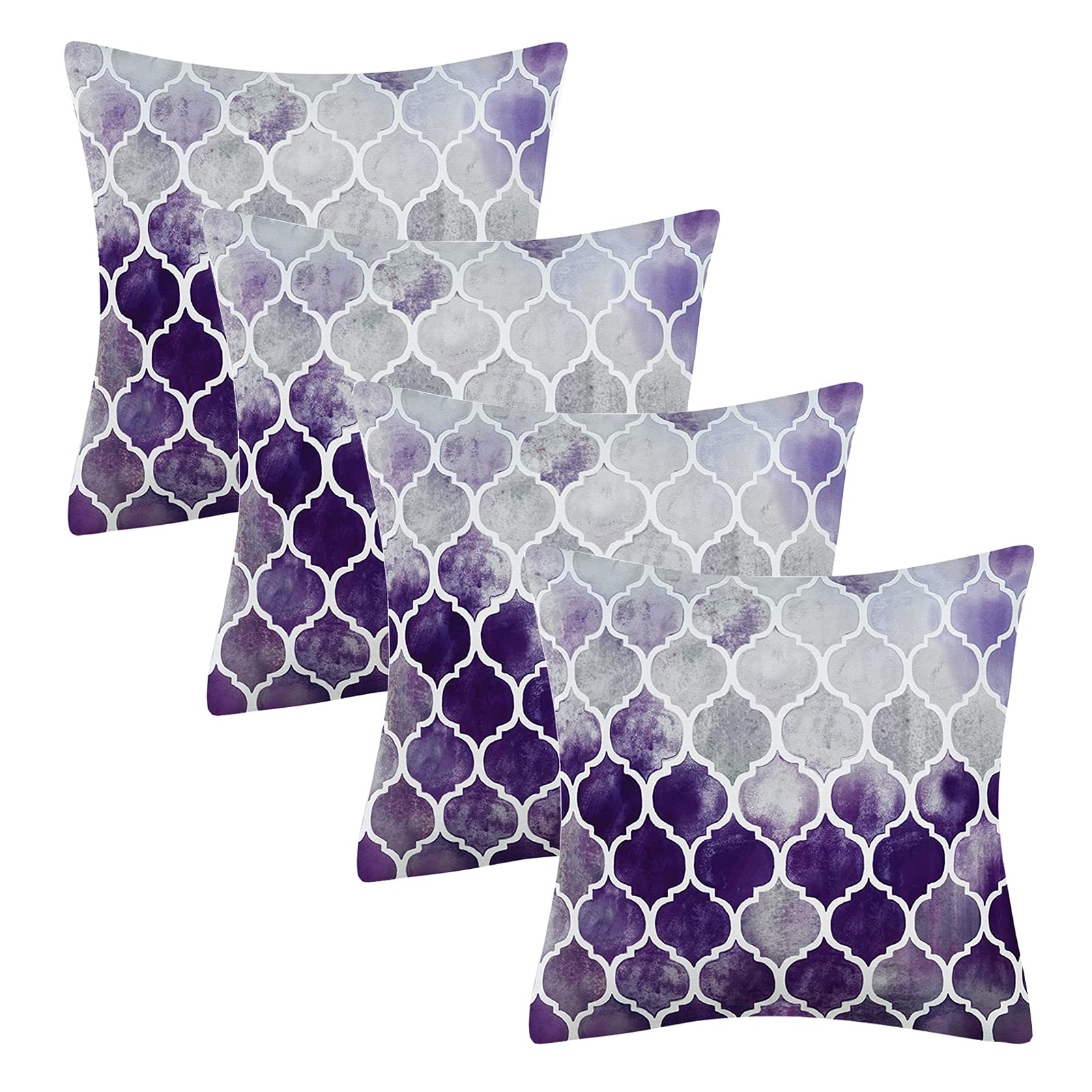 Federa decorativa per cuscino quadrata, motivo floreale viola