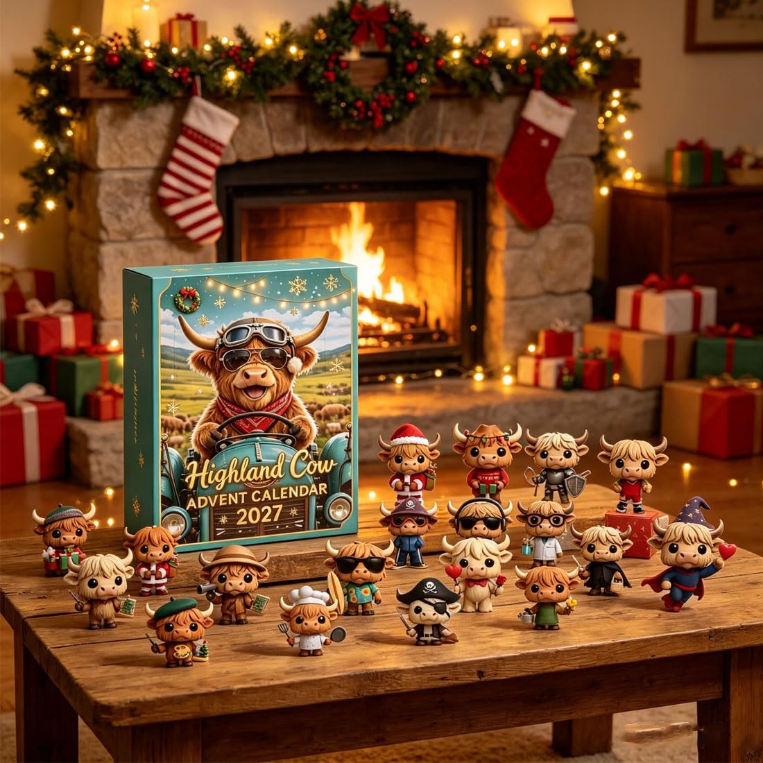 Calendario De Adviento De Vacas De Las Tierras Altas 2027 (2pcs) | Caja Adviento: 24 Figuras 3d Vacas Tierras Altas Hechas A Mano. Decora Hogar, Escritorio Y áRbol NavideñO