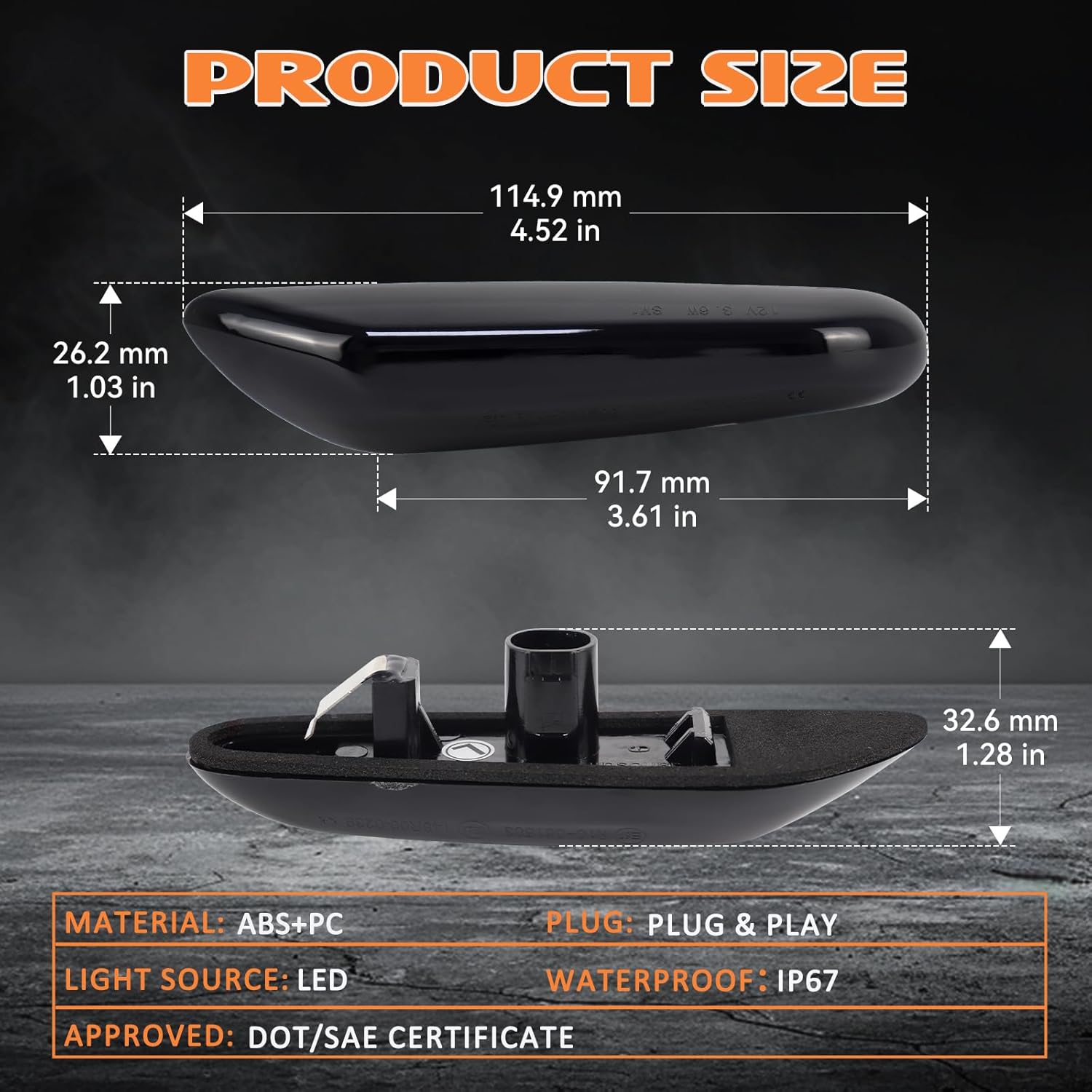 Dynamic White LED Side Marker Lights for BMW 1 3 5 Series E90 E92 E93 E46 E60 E82 E83 E88 X1 X3 Turn Signal Lamps Front Fender Indicator Assembly Sequential Smoked Lens 2PCS