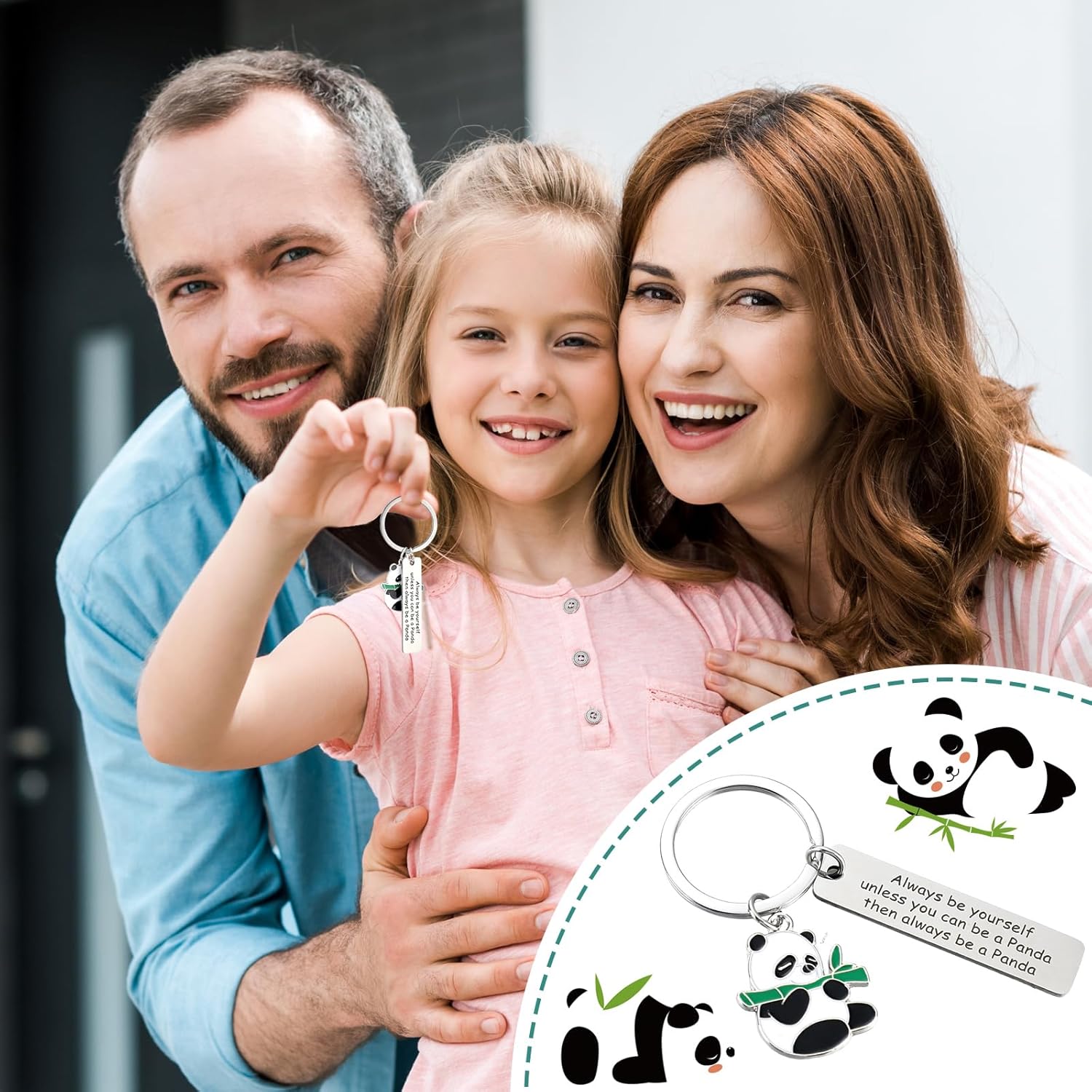 3 Pcs Panda Theme Gift Kit for Women Panda Mug Sock Keychain Cute Mug for Christmas Party Favor Birthday Gift - Image 5