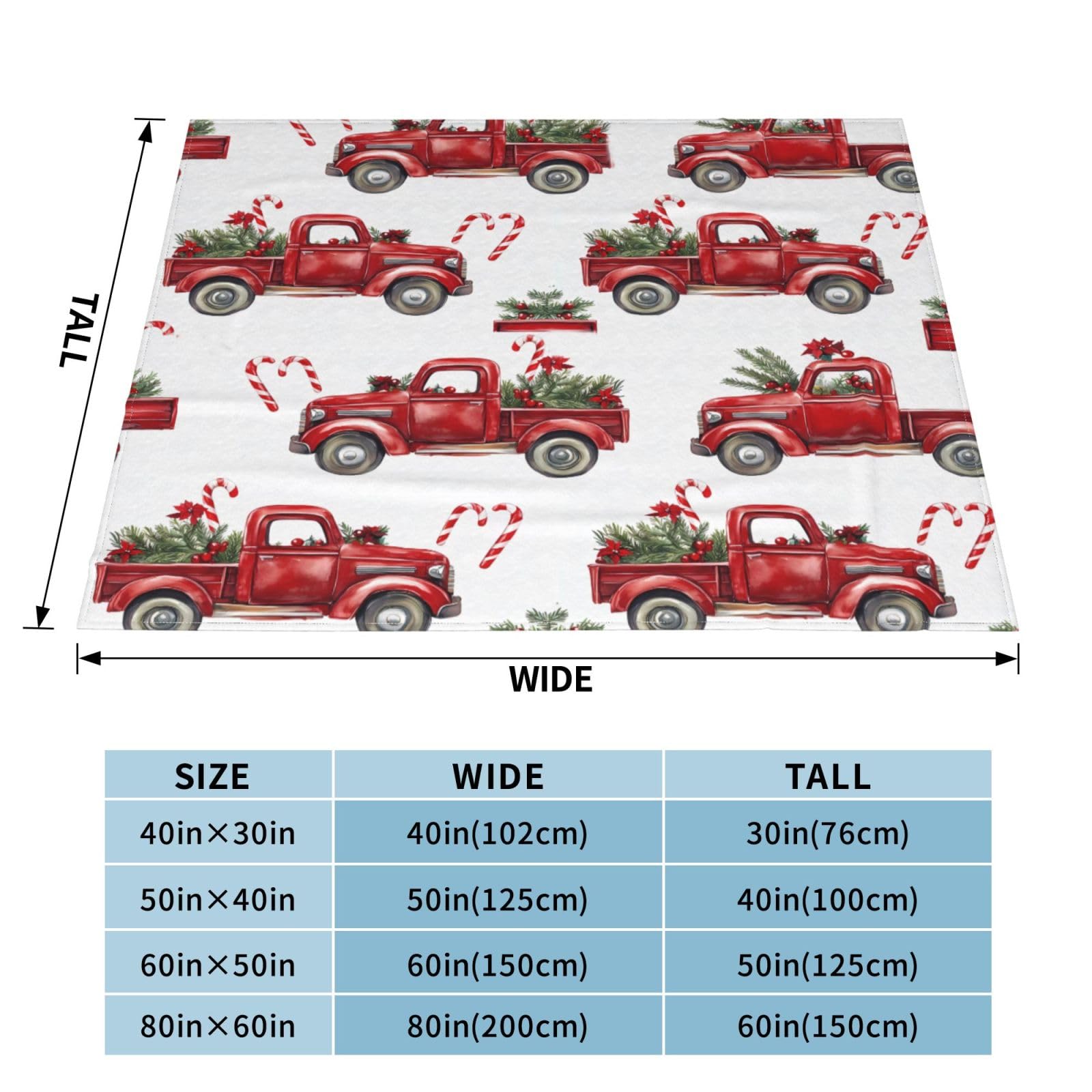 Mexpekil Coperta natalizia con camion rosso, invernale, con ramo di abete, morbida e calda, coperta in flanella decorativa, per letto, divano, viaggio, 150 x 200 cm