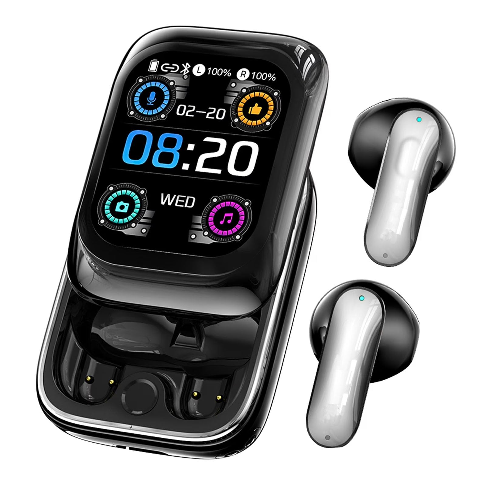 NE48 AI - Auriculares traductores instantáneos con 165 idiomas, Bluetooth 6.0 con pantalla táctil deslizante, 8 modos de traducción, autonomía de 60 h, auriculares para viaje, reunión, estudio
