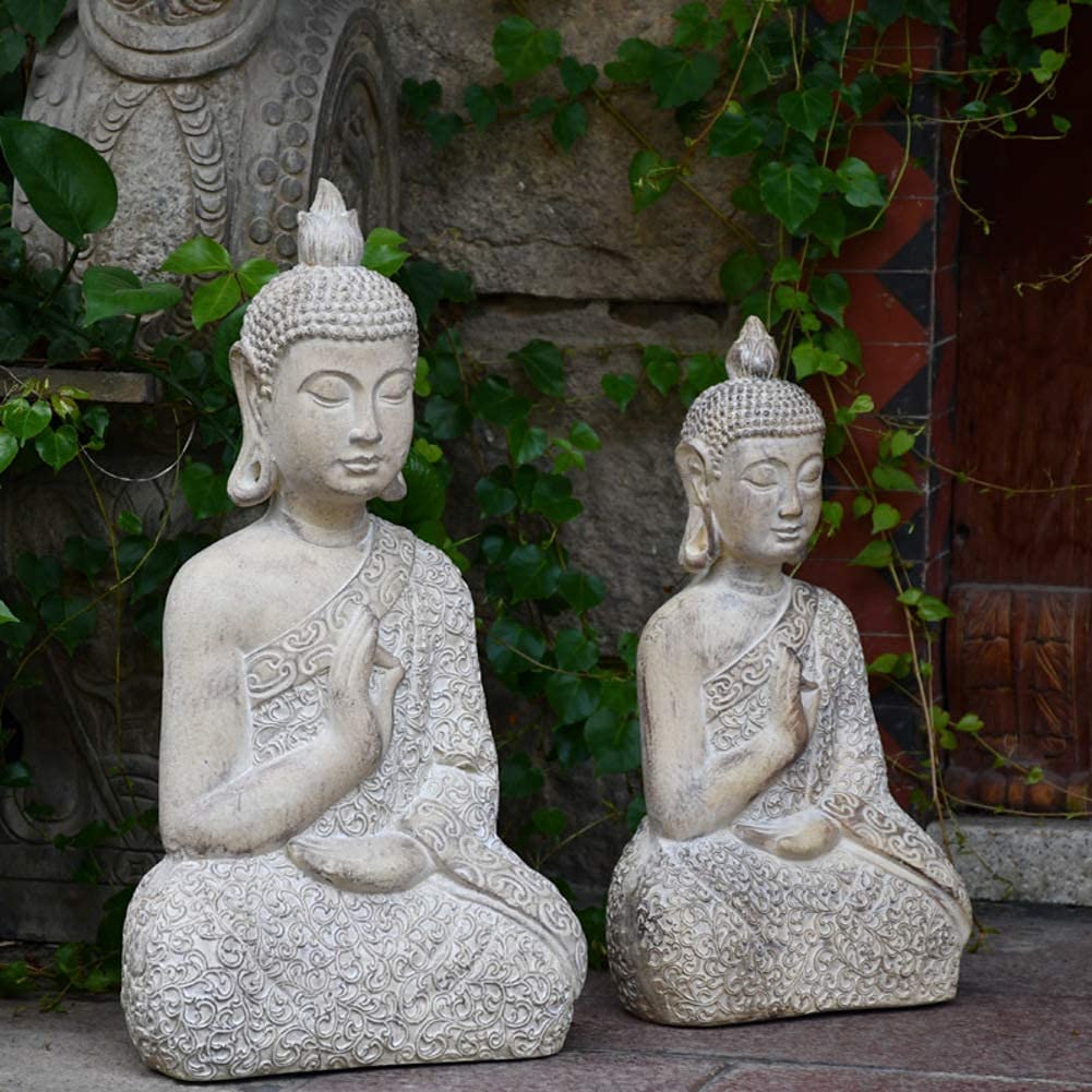 ZXQUEGF Statua di Buddha da Giardino, Statua Decorativa Zen, Ornamenti di Regali Religiosi, Giardino Creativo per Interni ed Esterni, Decorazione Artistica da Giardino B 43x25x15 cm