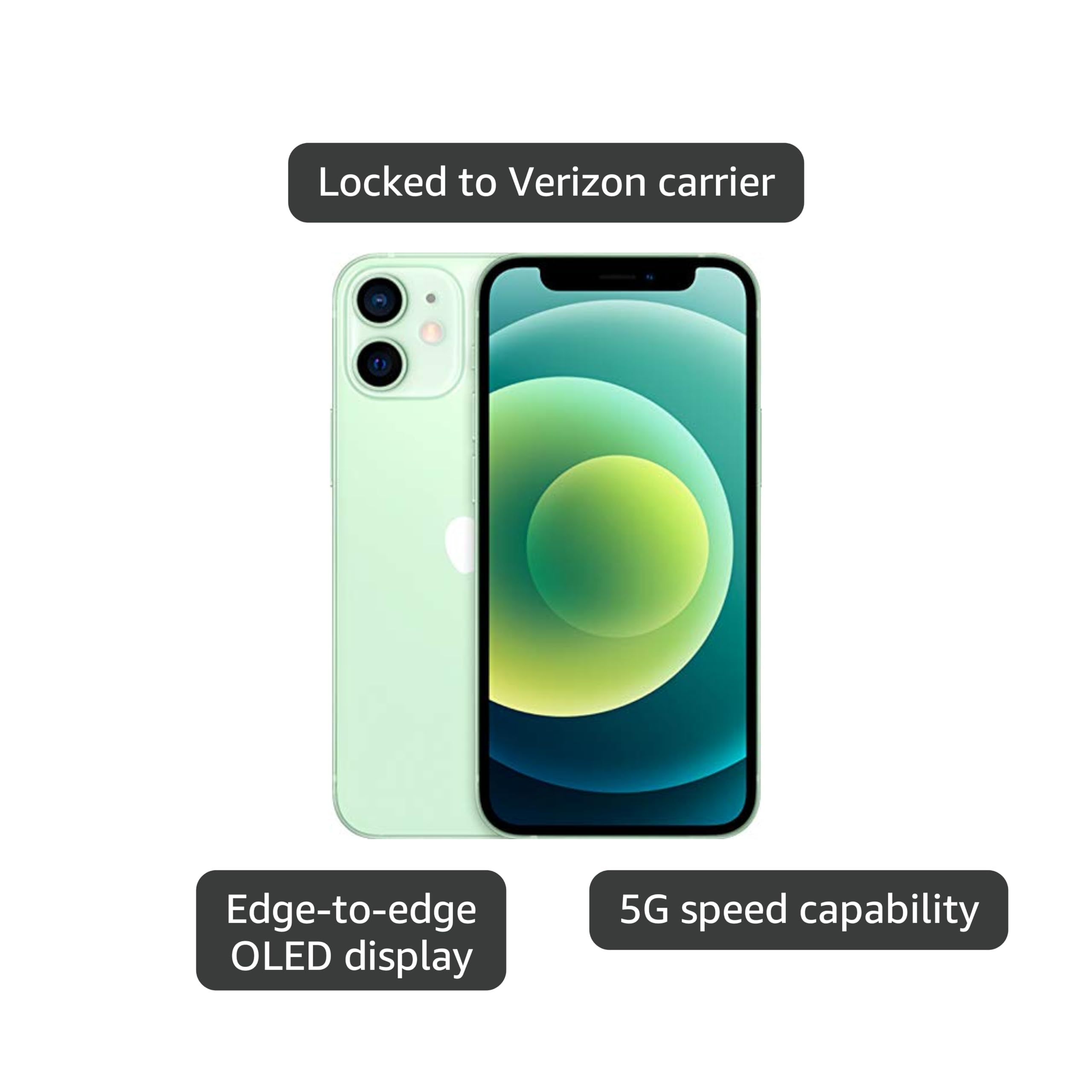 【iPhone 12mini 128GB GREEN】 Amazon.com: Apple iPhone 12 Mini (128GB, Green) [Locked] + Carrier