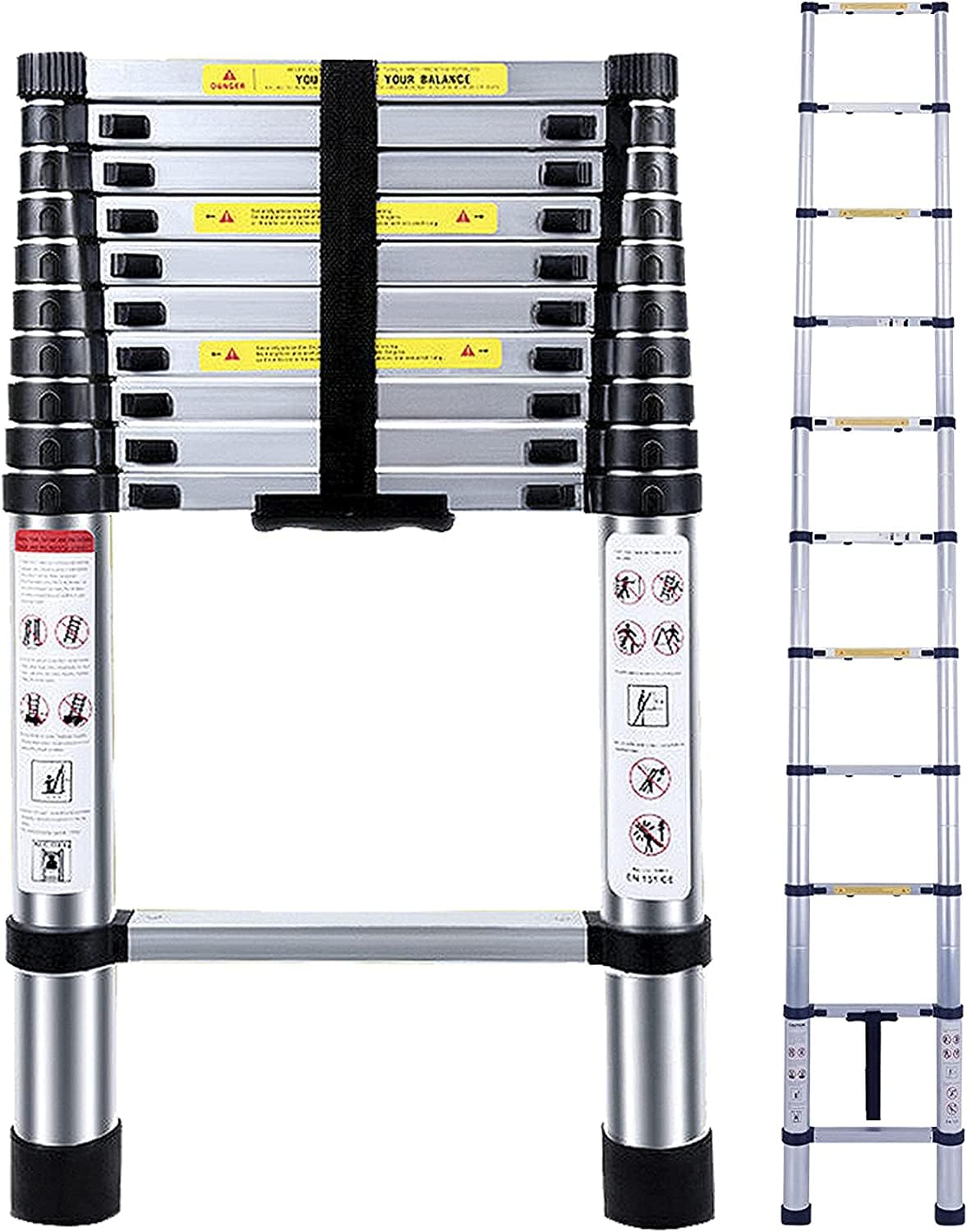 Smarty 3.2 Metre Telescopic Aluminium Ladder | 10.5 Feet Extendable Folding Ladder | 150 kg Load Capacity | Anti-Slip Feet | Heavy Duty Multi-Purpose Ladder for Home, Office & Outdoor Use-image-27