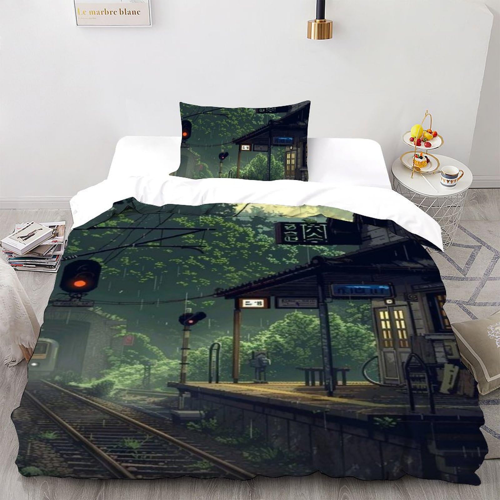 Housse de couette train anti-plis en microfibre 135x200cm pour un lit enfant impeccable