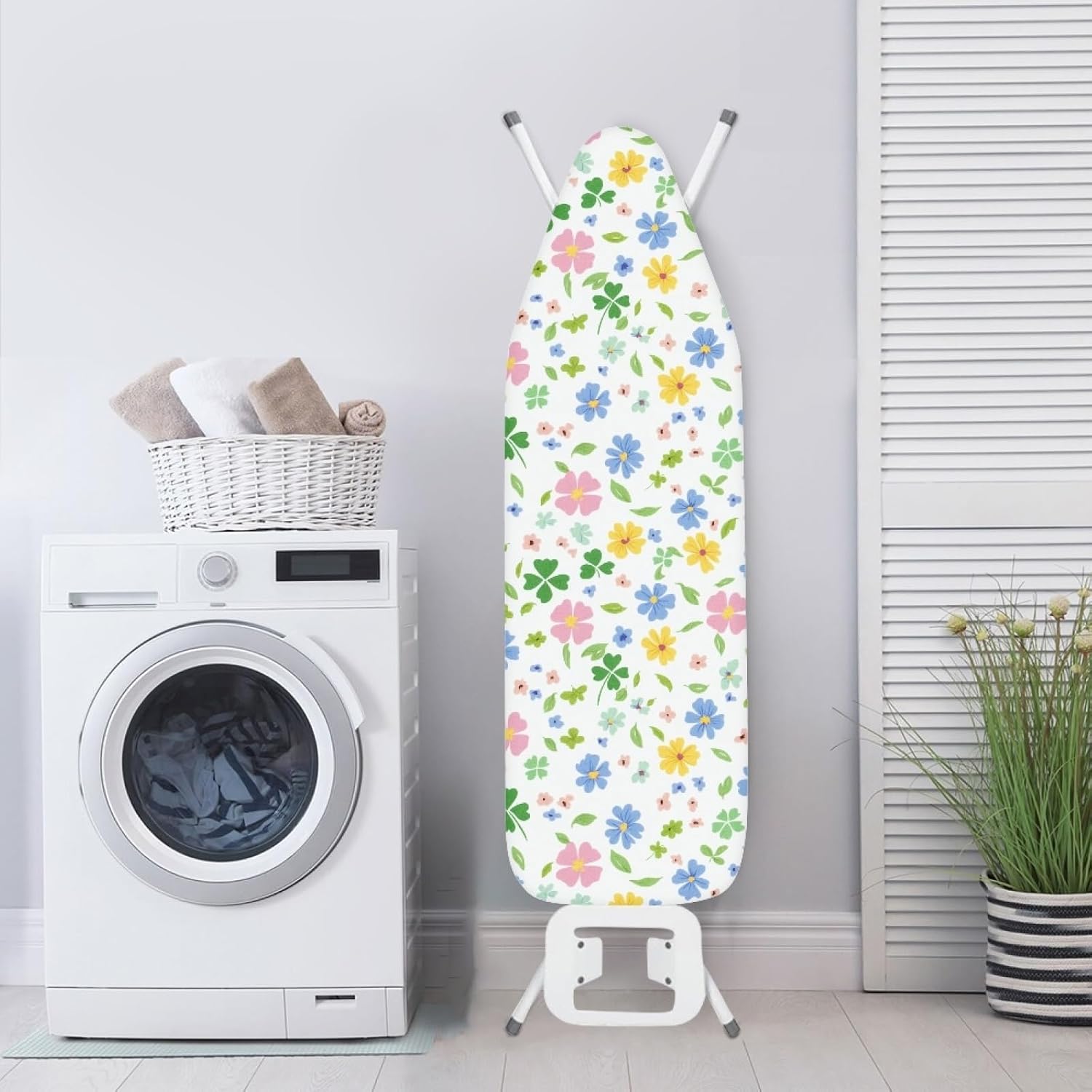 Iron Board Cover with Padding Standard Size Green Leaf Cartoon Padded Ironing Board Covers 15x54 Heat Reflective Extra Thick Wide Non Stick Scorch and Stain Resistant Heatproof