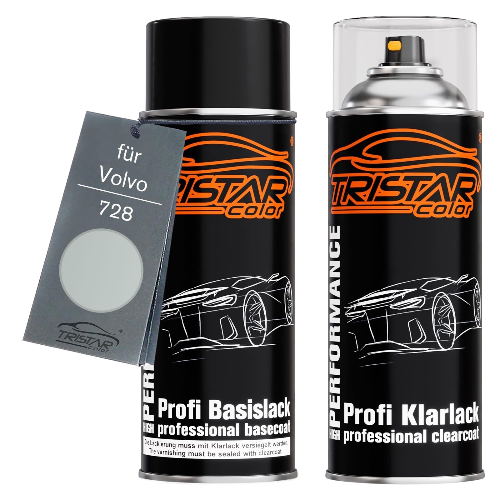 TRISTARcolor Car paint Spray can set for Volvo 728 Thunder Grey Perl Metallic Base coat clear coat spray can 400ml