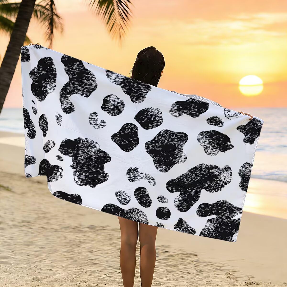 Telo Mare Microfibra, Telo Mare Grande 90x200cm 2 Pezzi, Asciugamano Palestra Donna Asciugatura Rapida, Antisabbia Asciugamano Microfibra, Leggero Asciugamani Palestra per Regalo (Leopardo) -4346