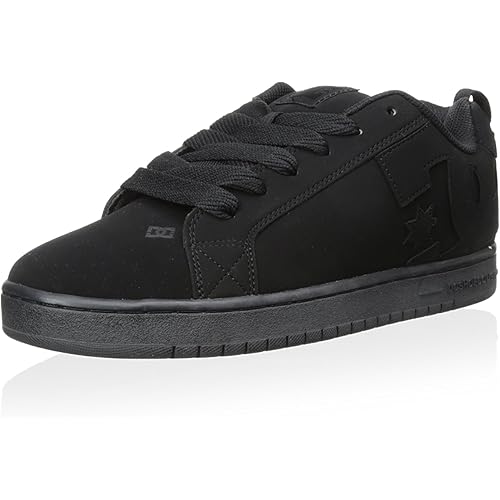 DC Men's Court Graffik Skate Shoe, Black/Black/Black, 12 M US