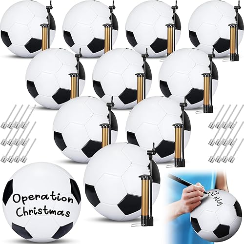 Jenaai Balón de fútbol a granel con operación de aguja de bomba, Navidad en blanco, autógrafo, pelota de fútbol cristiana, donación de caridad,