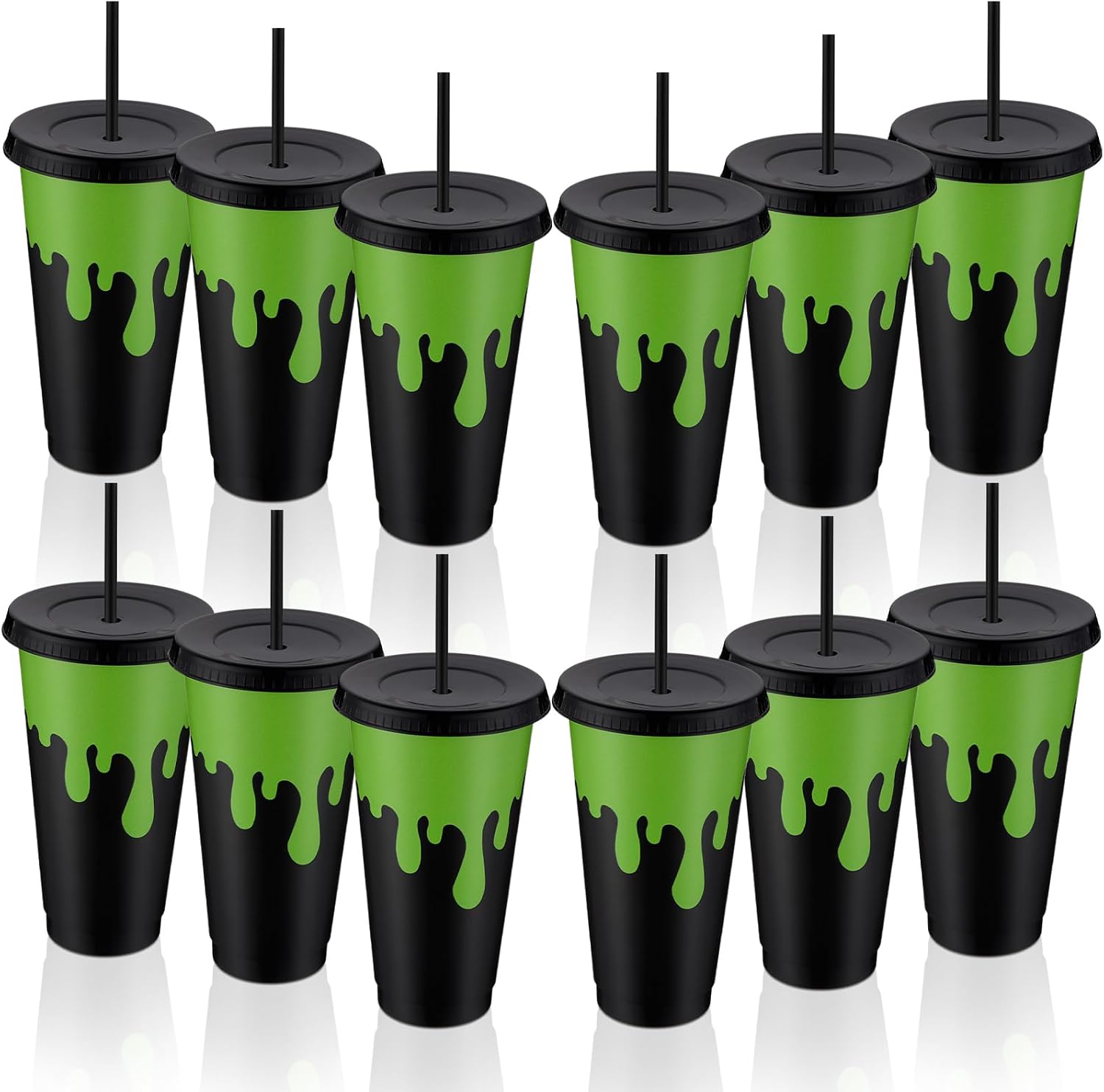 24 Pcs Camouflage Cups Bulk with Lid Straw for Military Theme Party Favors 24 oz Plastic Camo Tumblers for Military Army Hunting Themed Birthday Party Gifts Cups Supplies Decorations