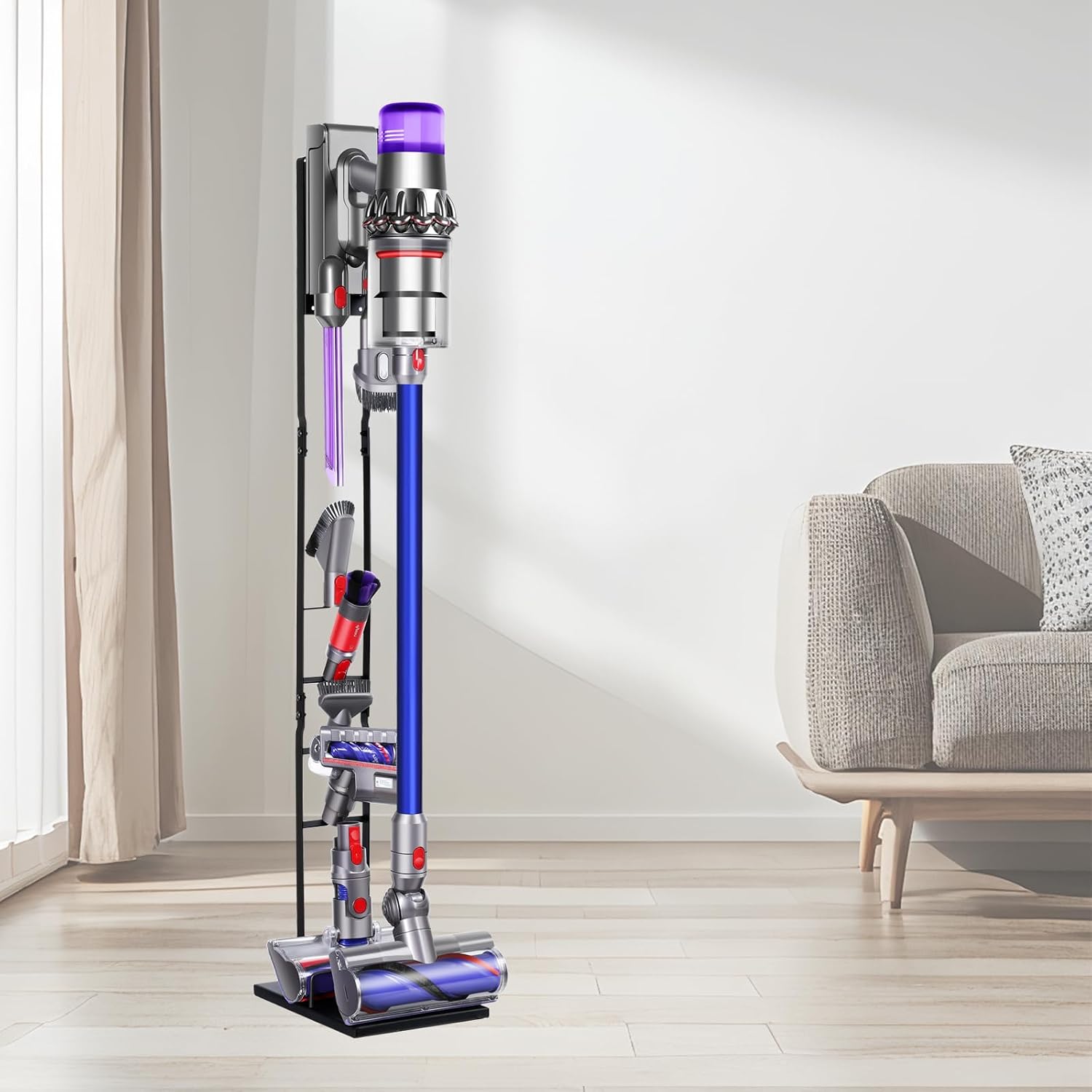 Vacuum Stand Compatible for DysonV15V11V12V10V8V7V6,Metal Storage Bracket Compatible for Dyson Handheld Cordless Vacuum Cleaners & Accessories & Attachments，Equipped with Trigger Lock
