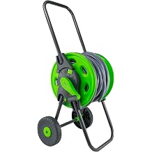 Garden Watering Hose Storage Reel on Wheels with 65ft Hose Pipe,fold-Down Handle for Easy Storage/Transport