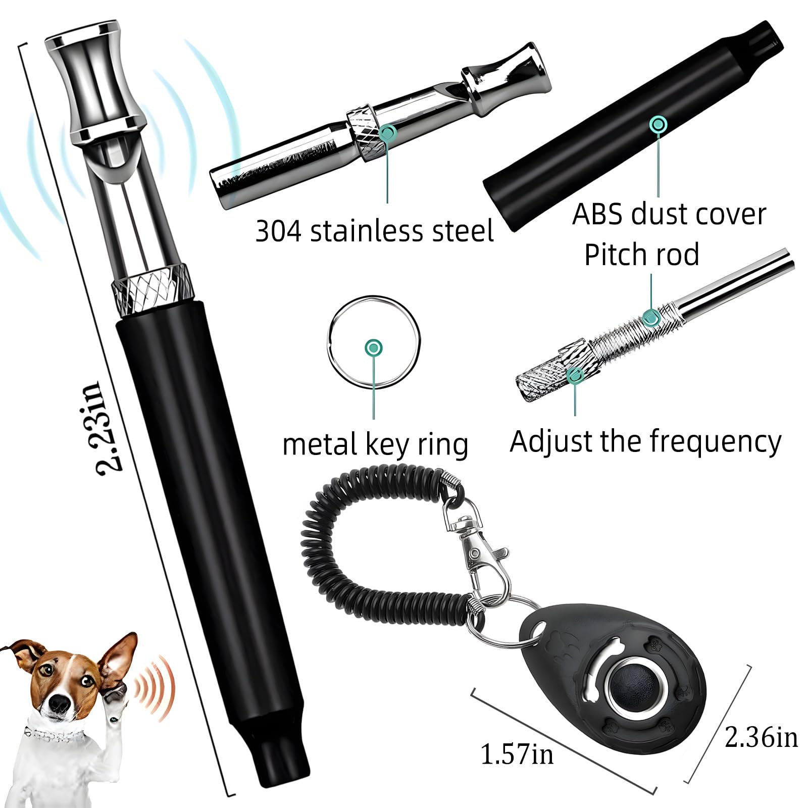 Dog Whistles Clicke Training Set, Portable Supersonic Silent Dog Training Whistles with lanyard, Dogs Whistle to Stop Barking - Image 2